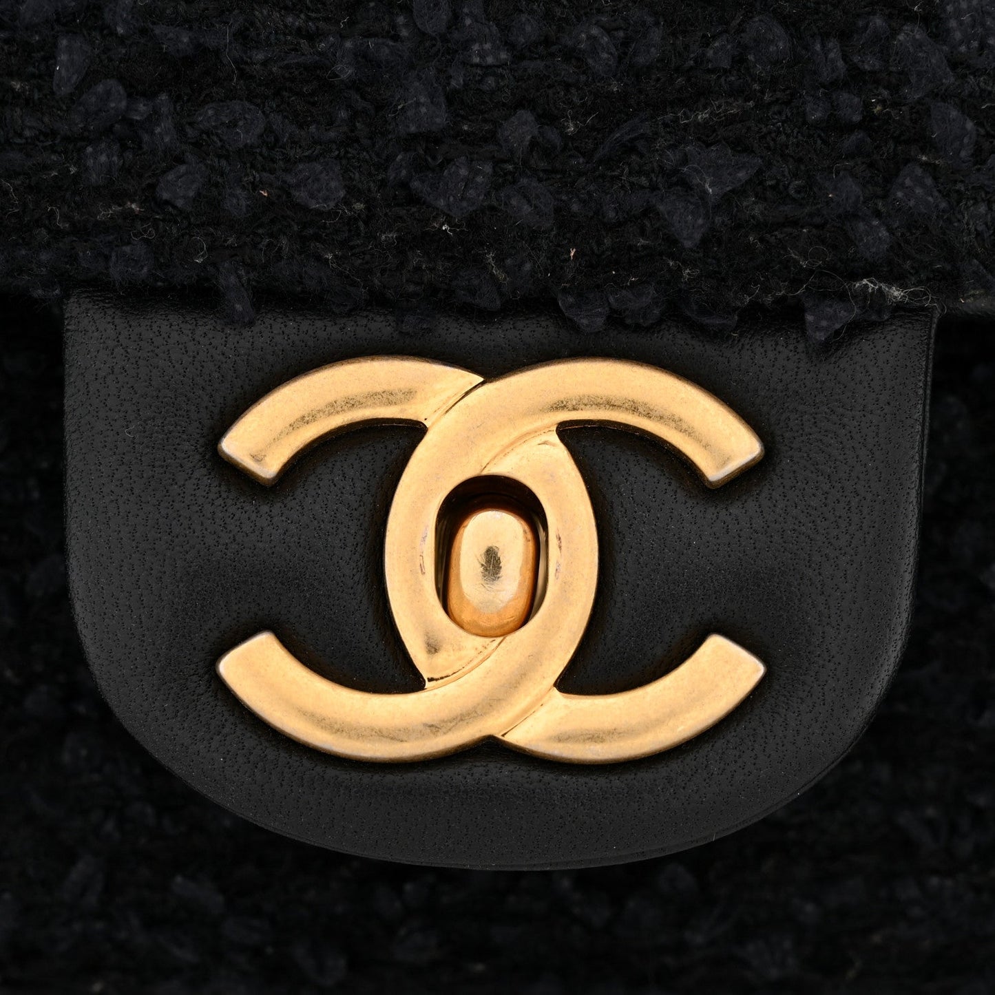 Tweed Quilted Mini Side Pearl Flap Bag Black