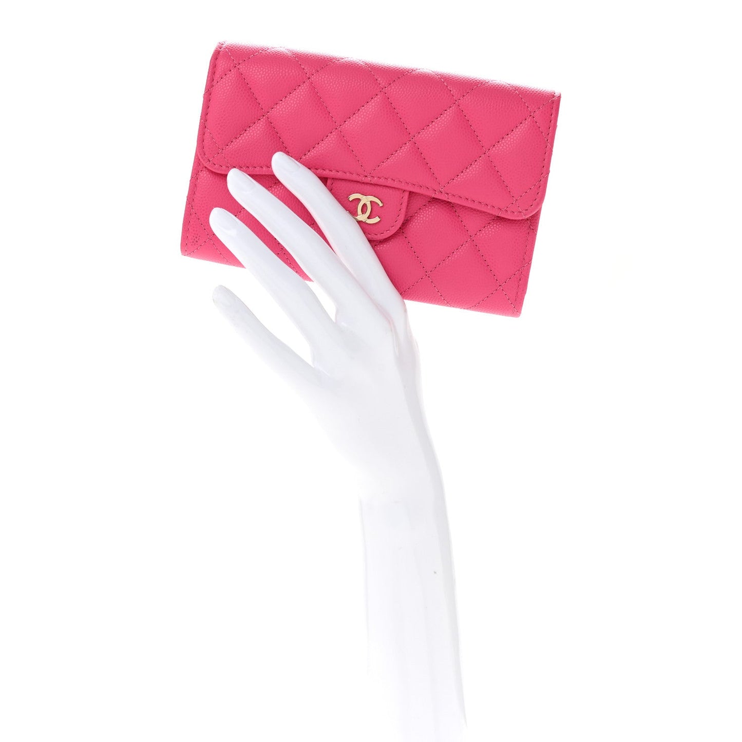 Caviar Quilted Medium Flap Wallet Pink