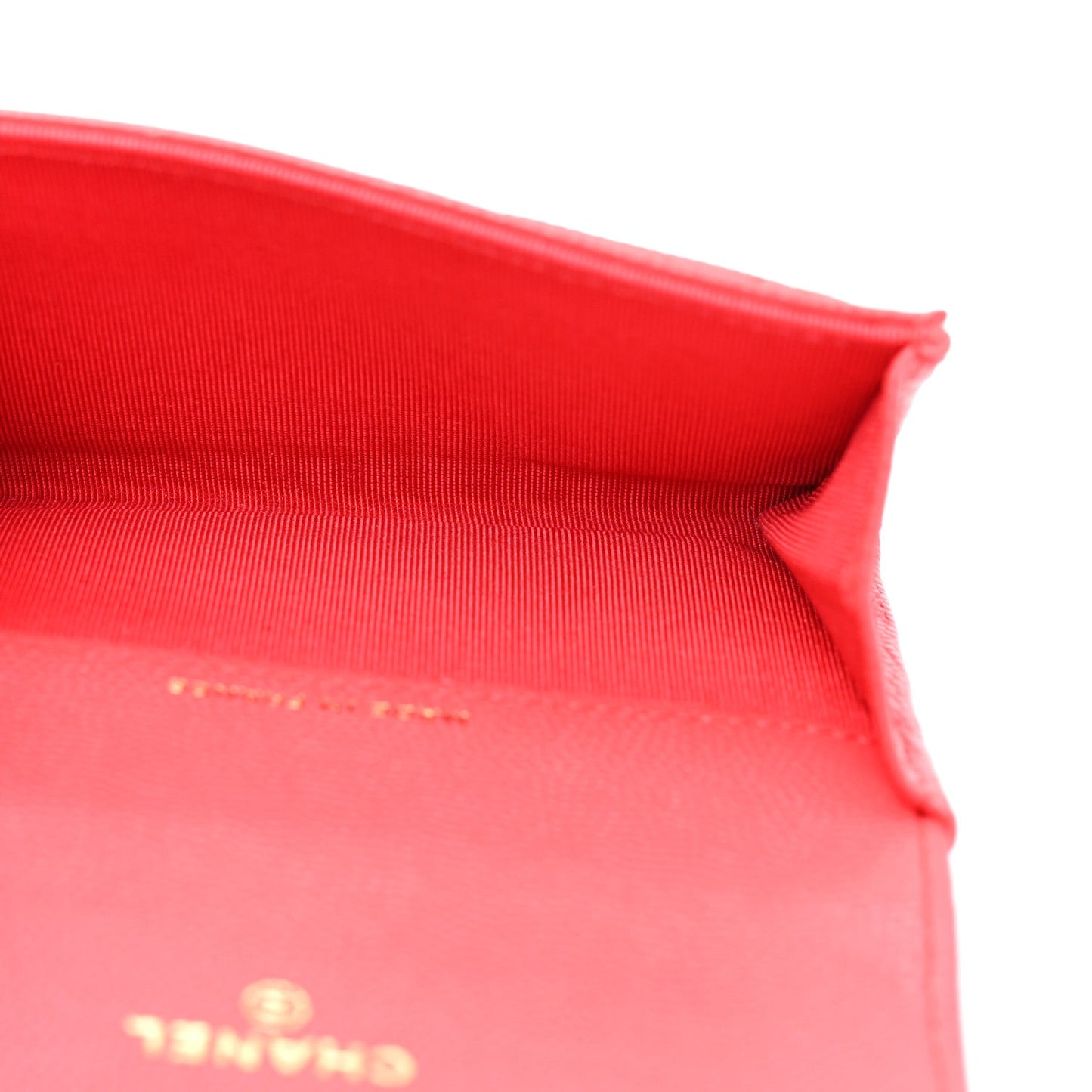 Caviar Quilted Flap Card Holder Wallet Red