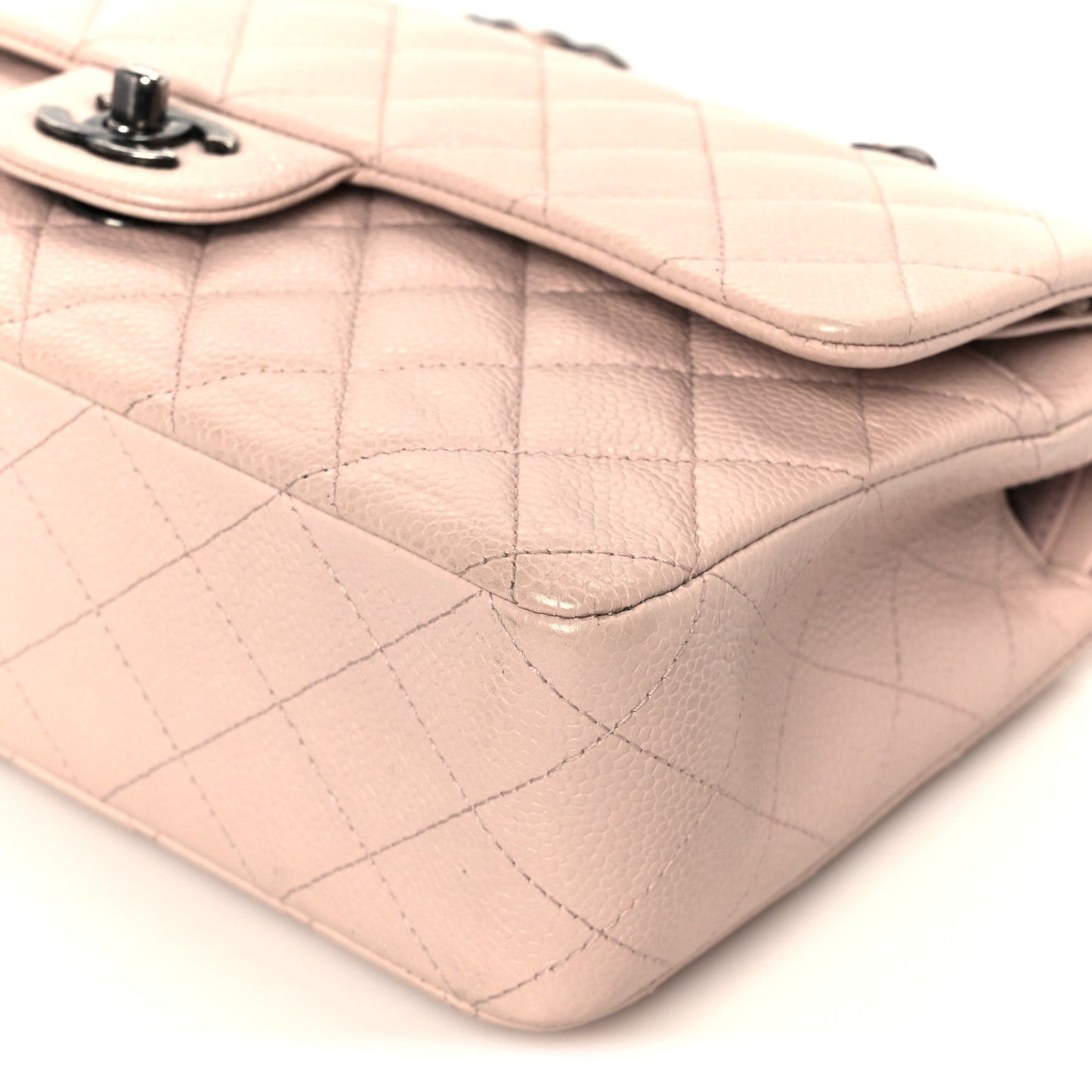 Caviar Quilted Medium Double Flap Light Pink