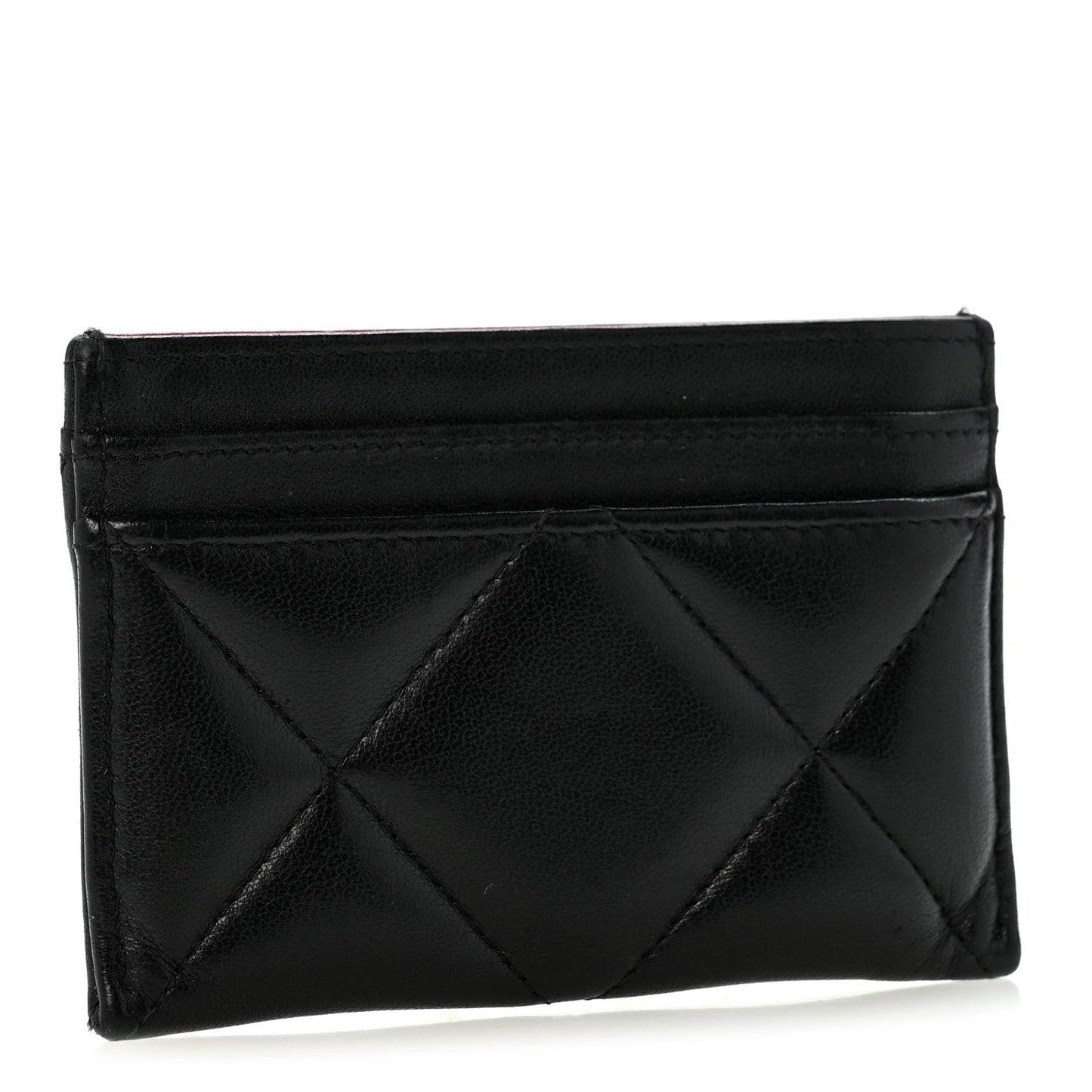 Lambskin Quilted Chanel 19 Card Holder Black