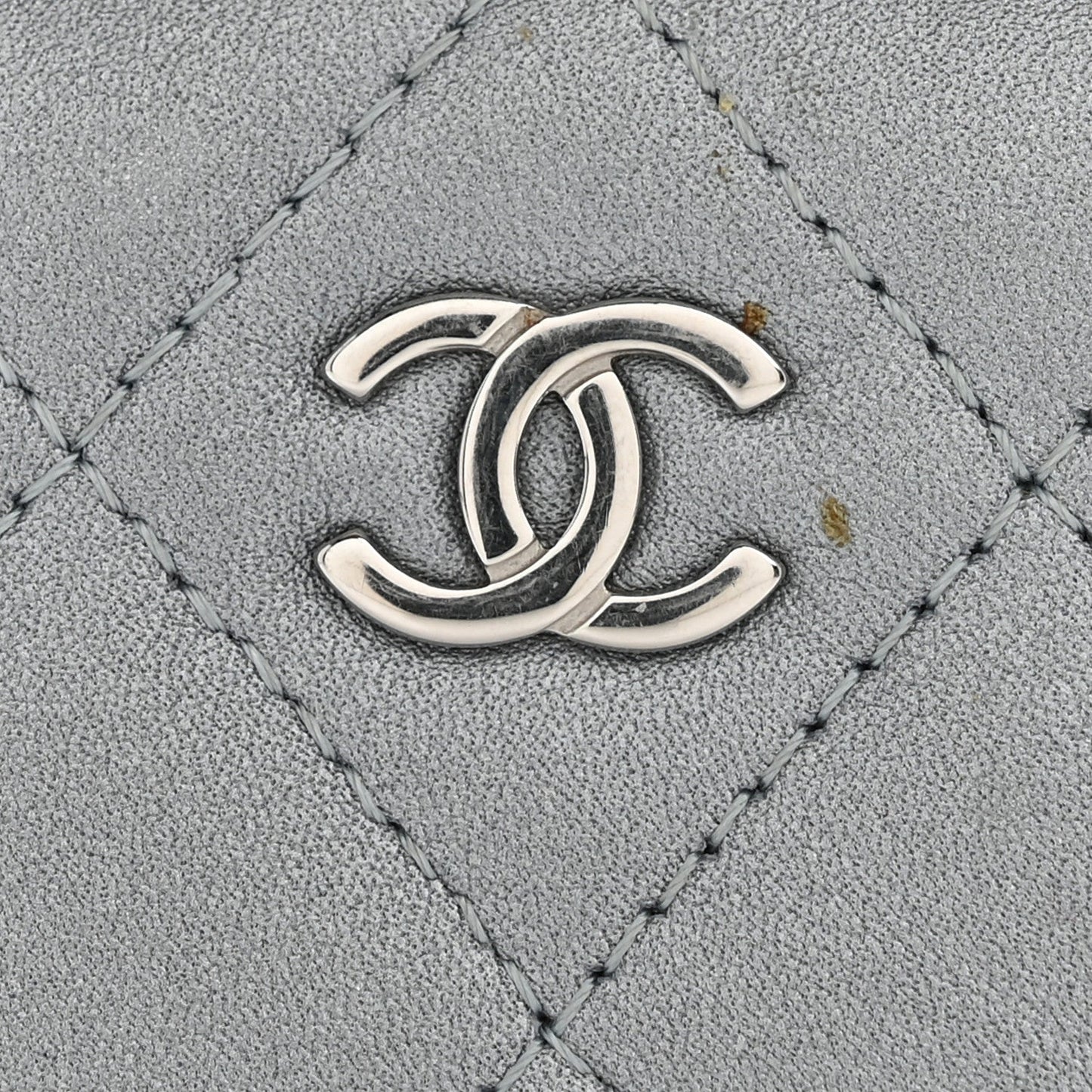 Metallic Lambskin Quilted Zip Around Coin Purse Wallet Silver