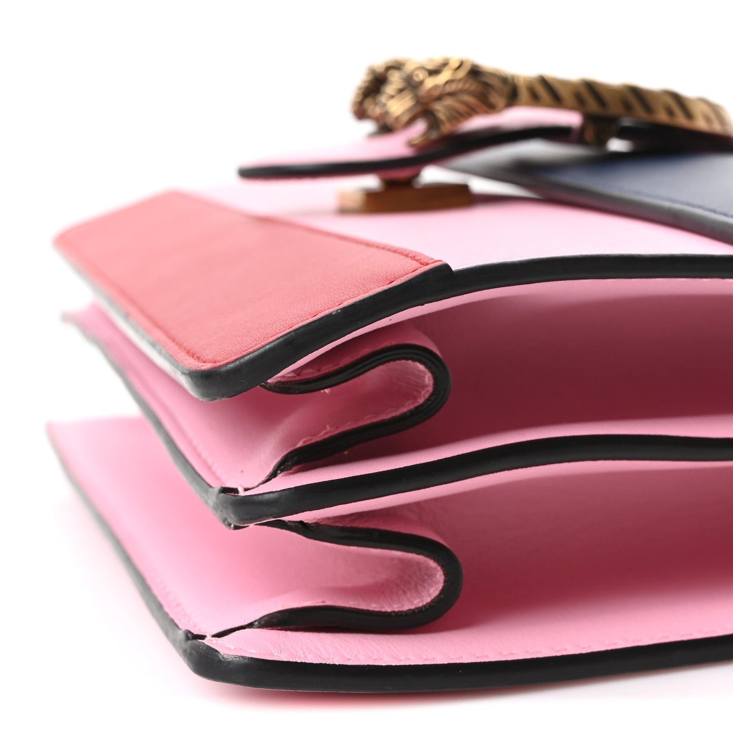 Moon Calfskin Web Medium Dionysus Bamboo Top Handle Bag Sugar Pink Blue Agata Hibiscus Red