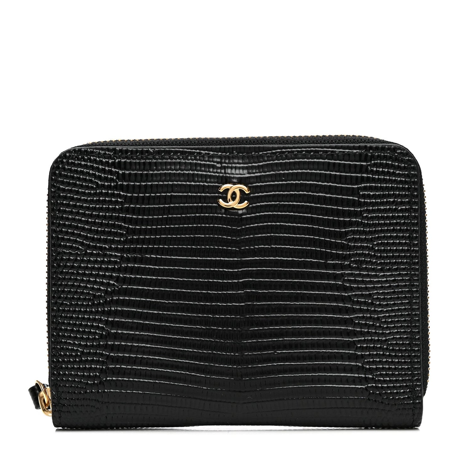 Lizard Embossed Compact Wallet Black