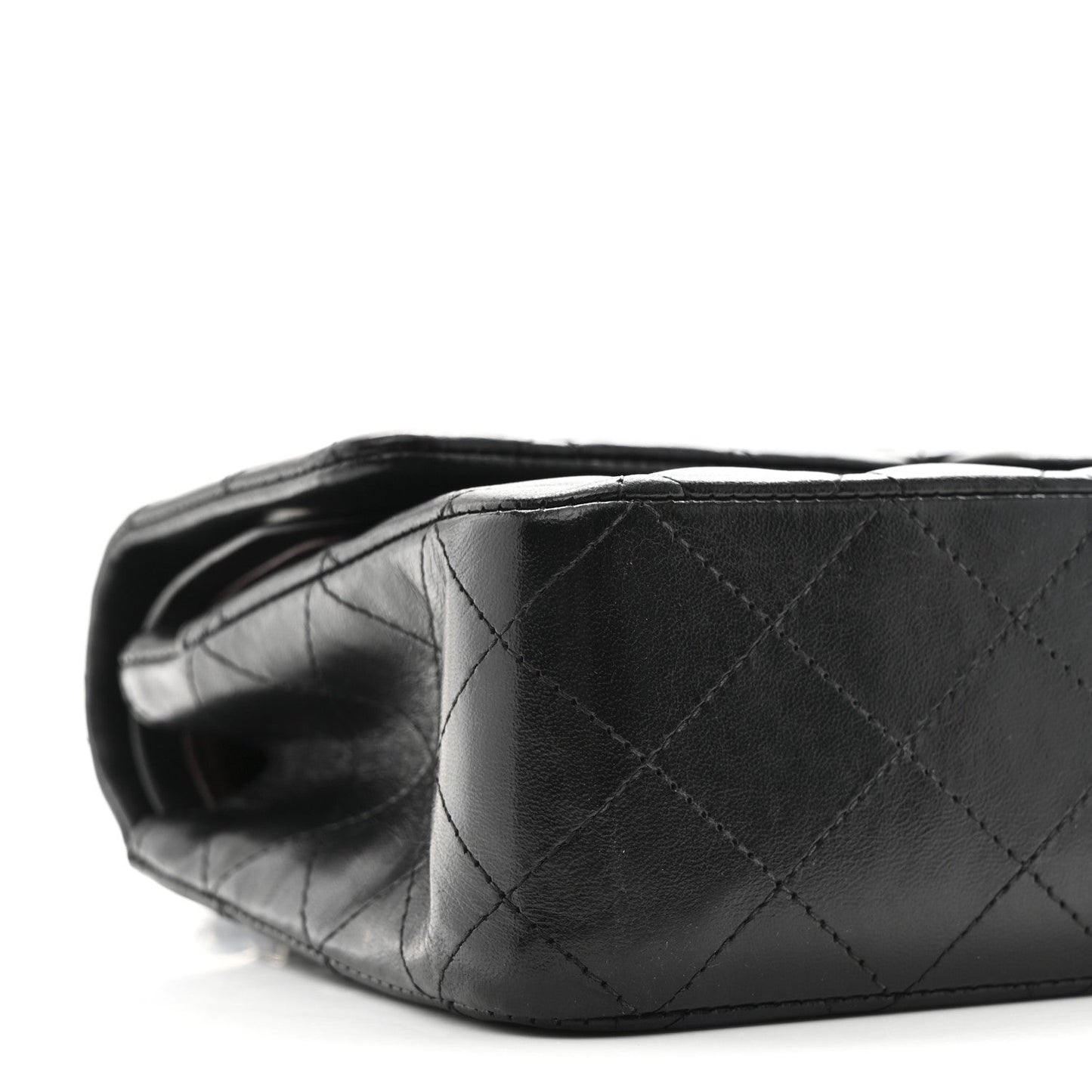 Lambskin Quilted Medium Double Flap Black