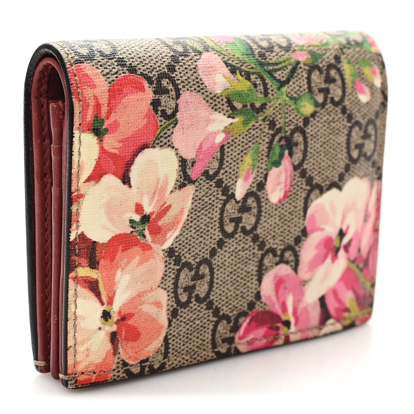 GG Supreme Monogram Blooms Card Case Beige Multicolor Dry Rose