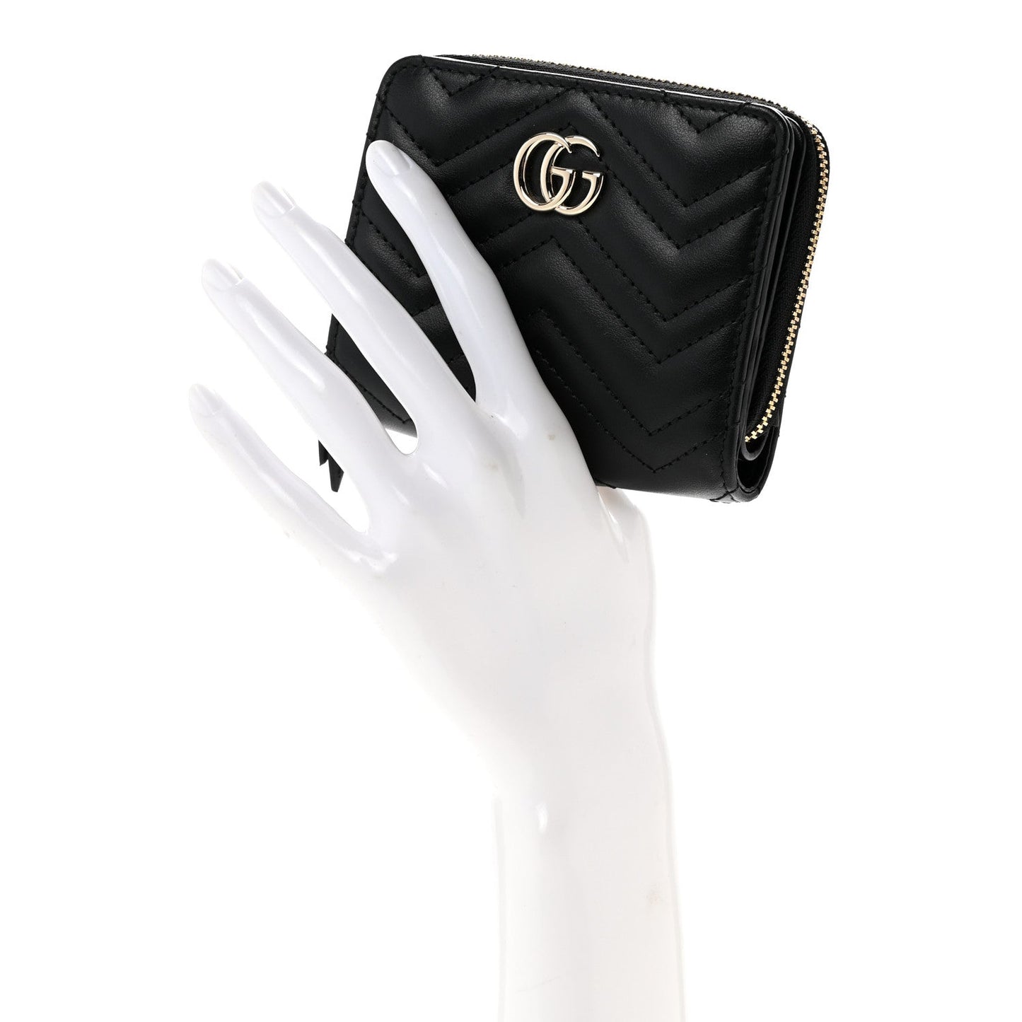 Calfskin Matelasse GG Marmont Compact Wallet Black