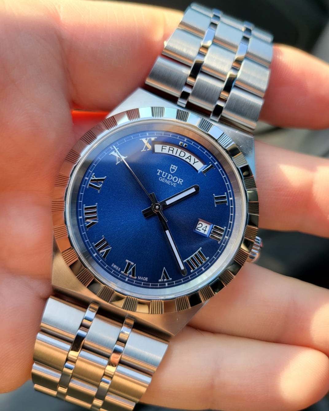 Tudor Royal Automatic Blue Dial Silver Steel Strap Watch for Men - M28600-0005