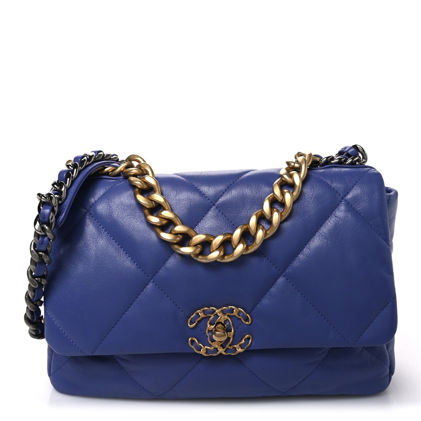 Lambskin Quilted Large Chanel 19 Flap Purple