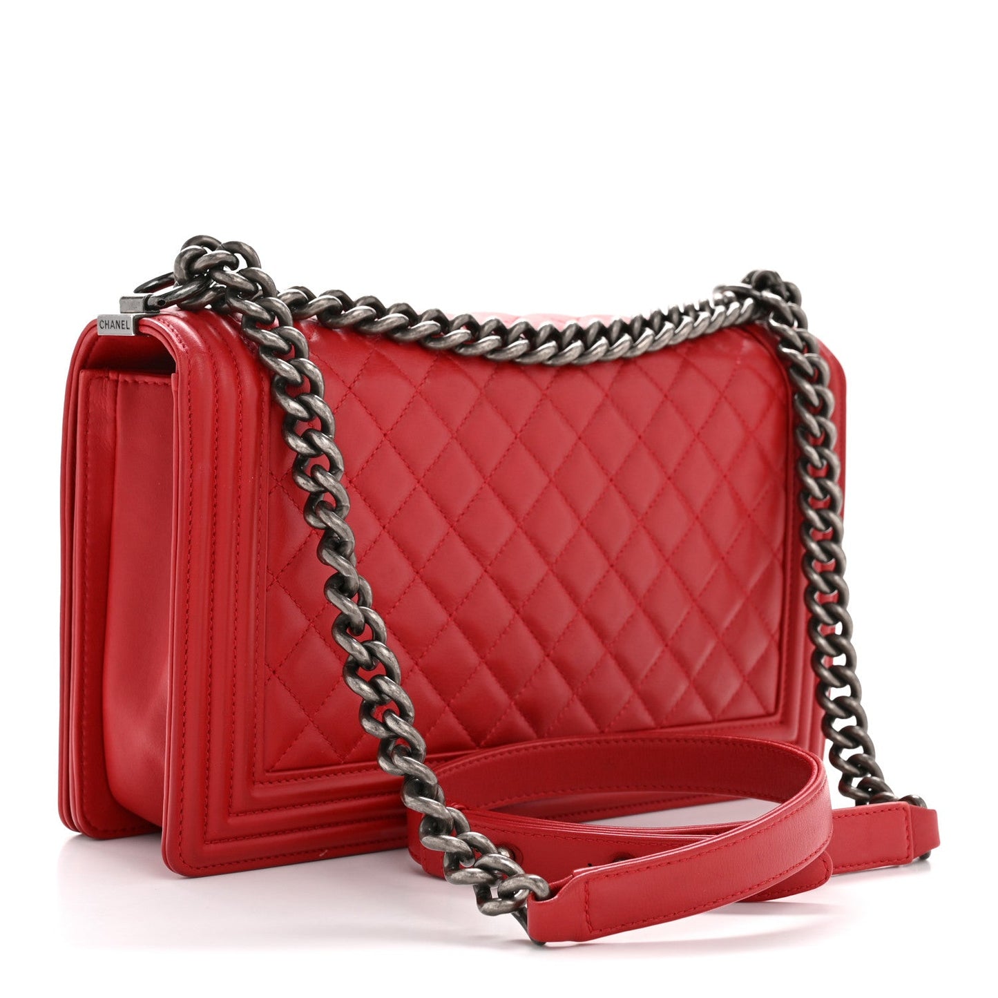 Calfskin Quilted New Medium Boy Flap Red
