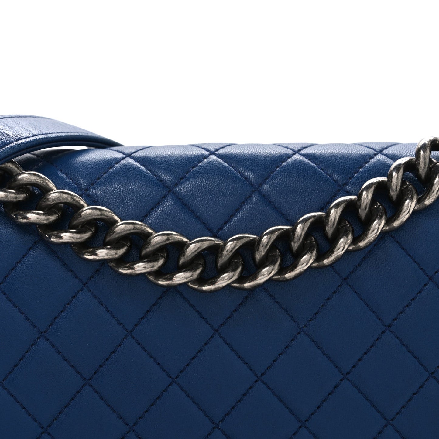 Lambskin Quilted Medium Boy Flap Blue
