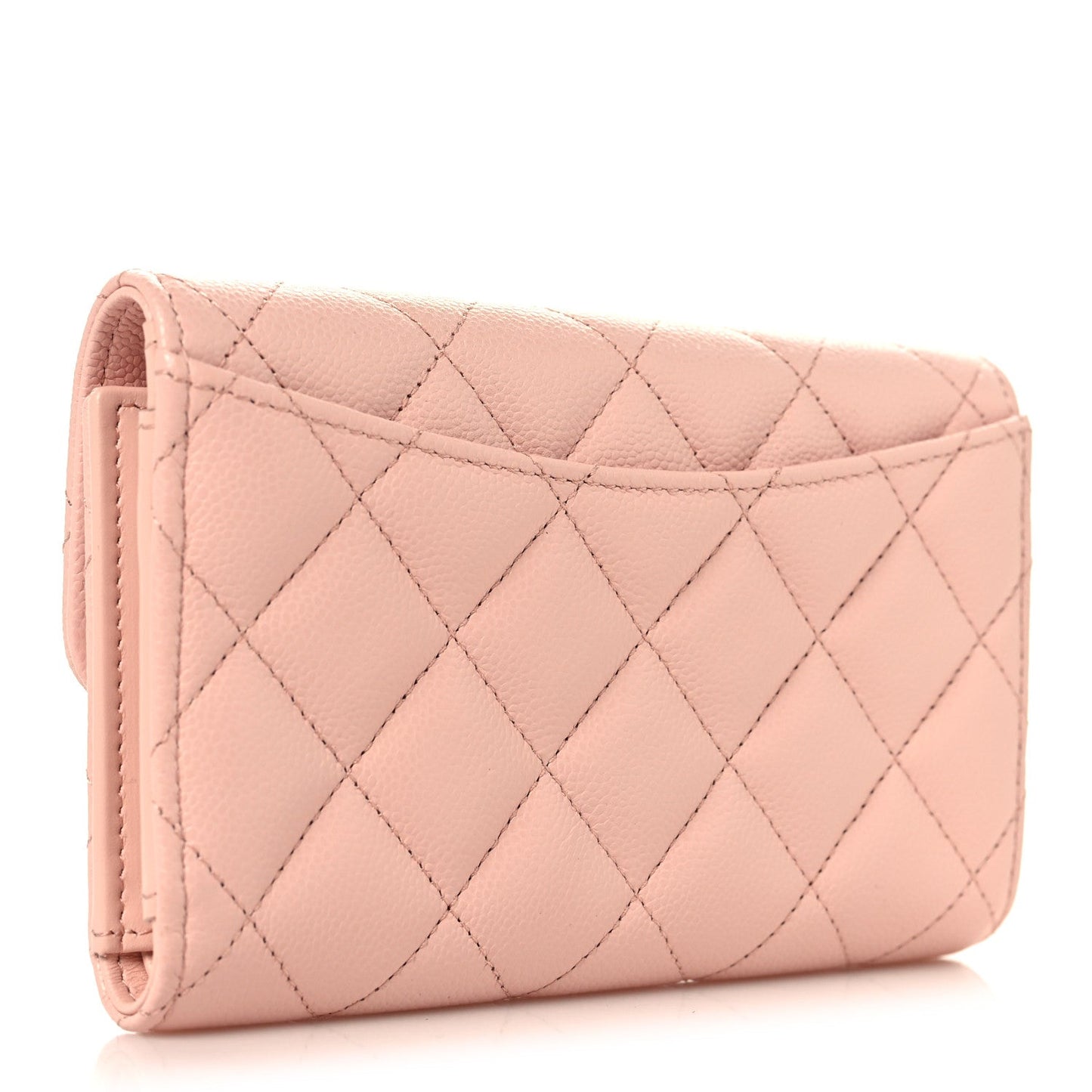 Caviar Quilted Medium Flap Wallet Light Pink
