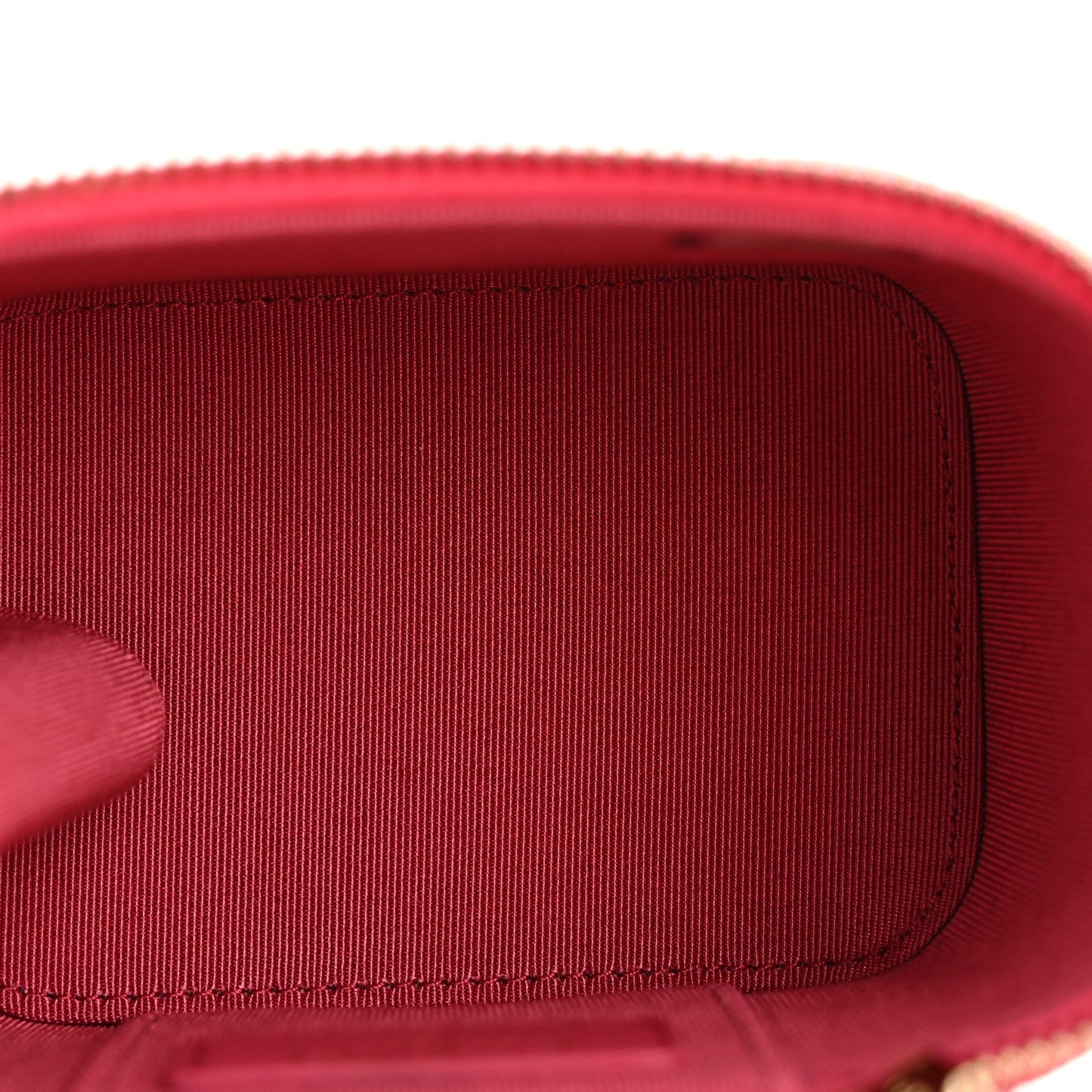 Caviar Quilted Mini Vanity Case With Chain Dark Pink