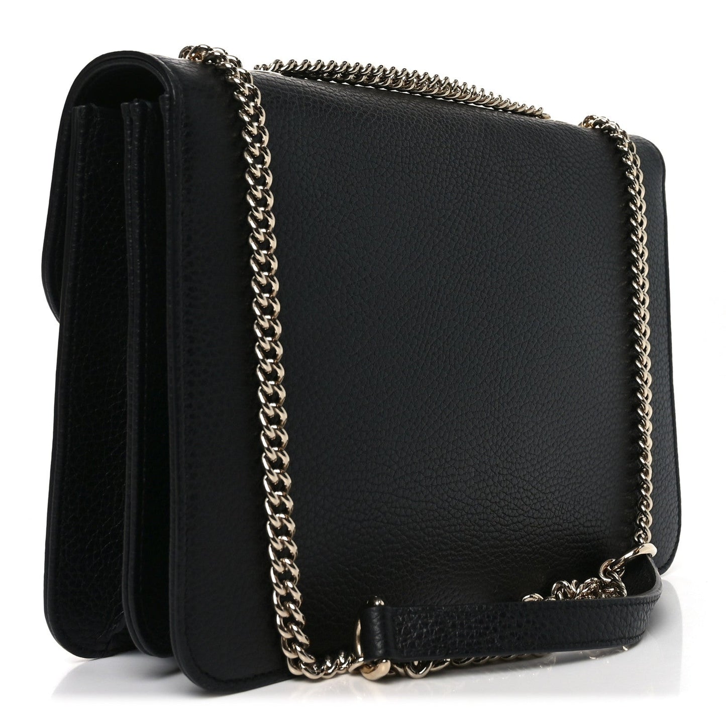 Dollar Calfskin Interlocking G Shoulder Bag Black
