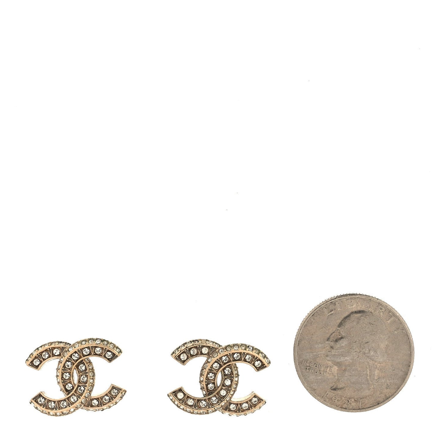 Crystal CC Stud Earrings Gold
