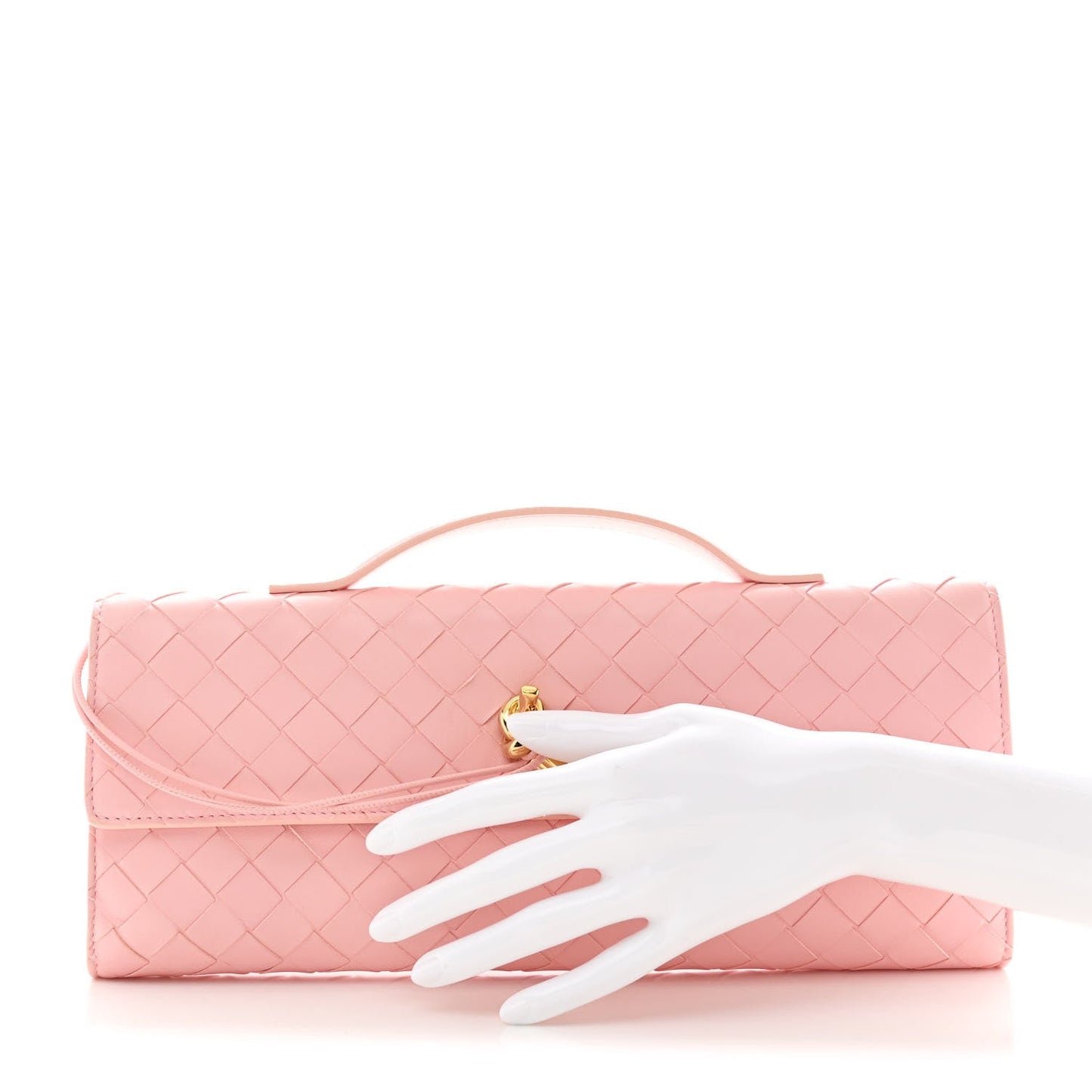 Nappa Intrecciato Long Andiamo Top Handle Clutch Rose