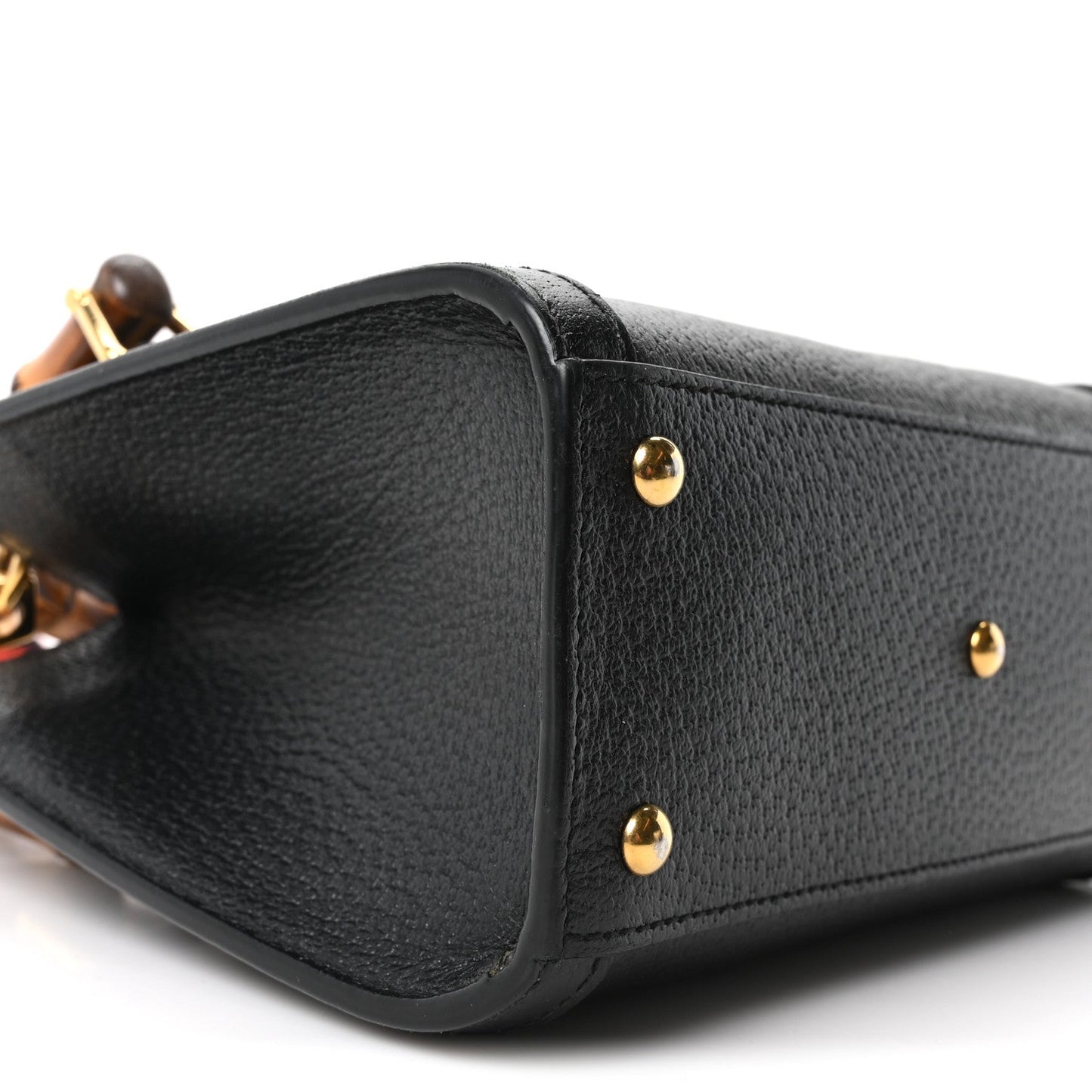 Textured Dollar Calfskin Web Mini Diana Tote Bag Black Dusty Grey