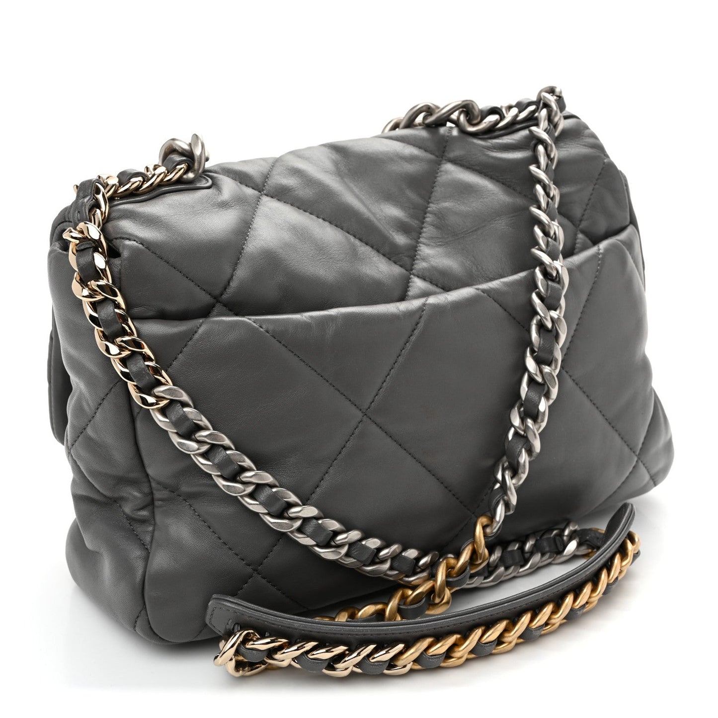 Lambskin Quilted Large Chanel 19 Flap Dark Grey