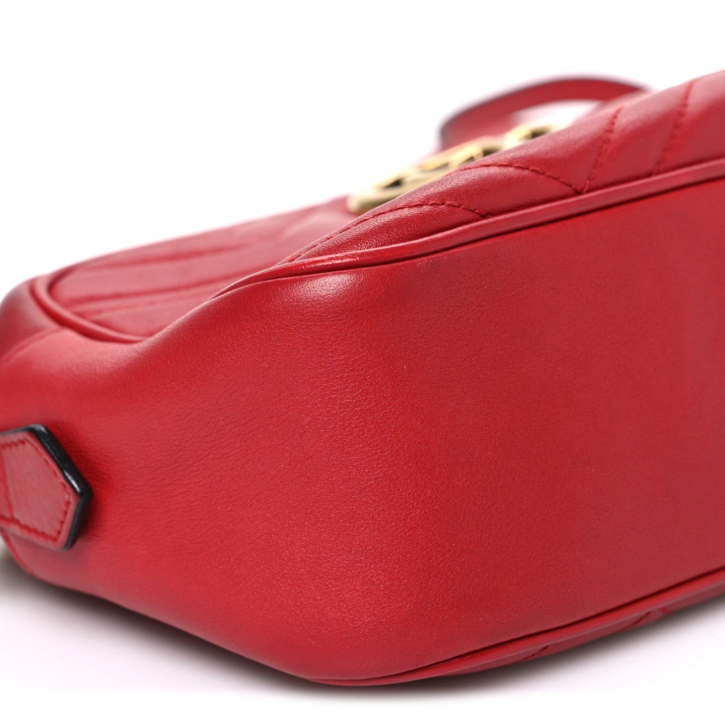 Calfskin Matelasse Small GG Marmont Chain Shoulder Bag Hibiscus Red