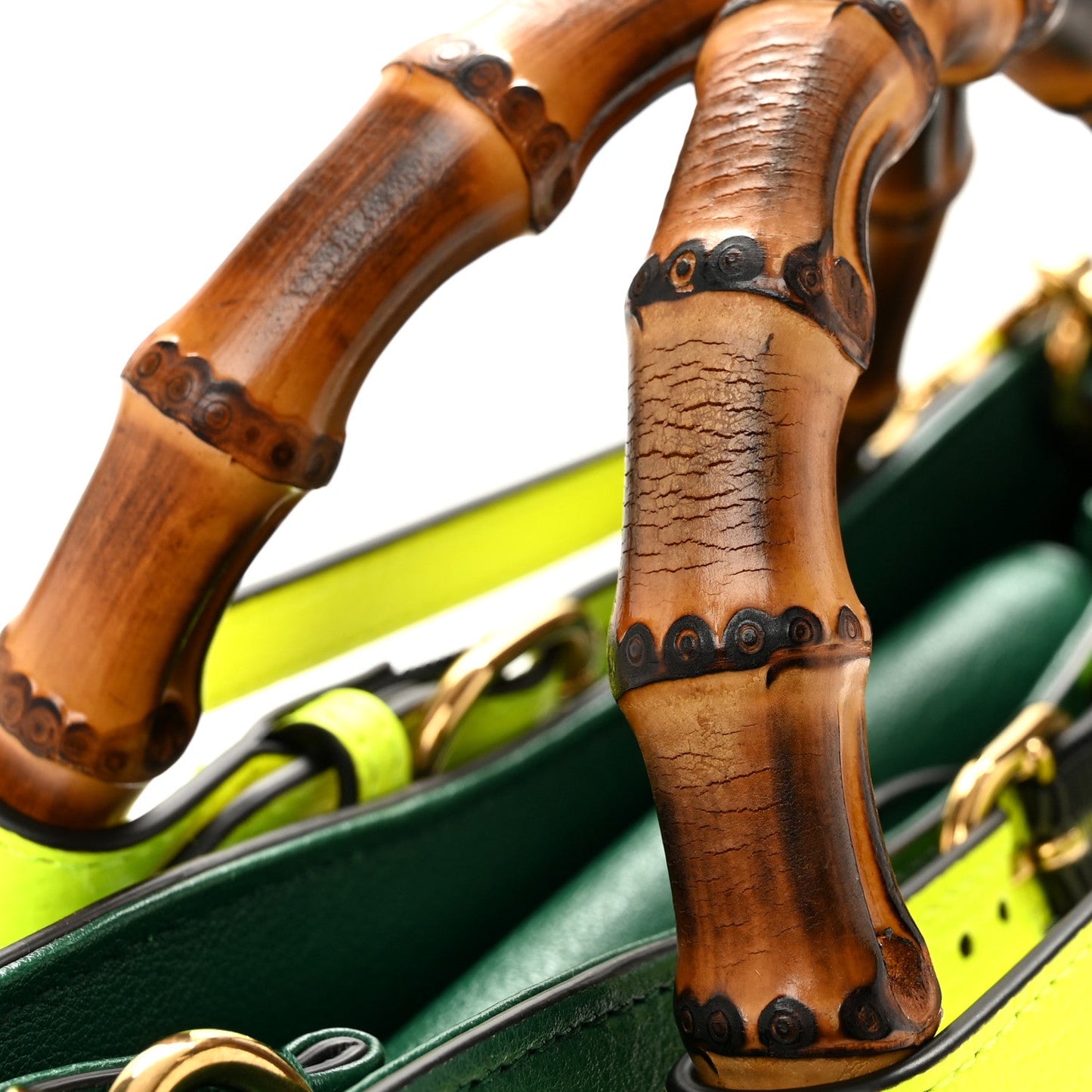 Wonka Grain Calfskin Small Diana Tote Bag Green Yellow Fluo