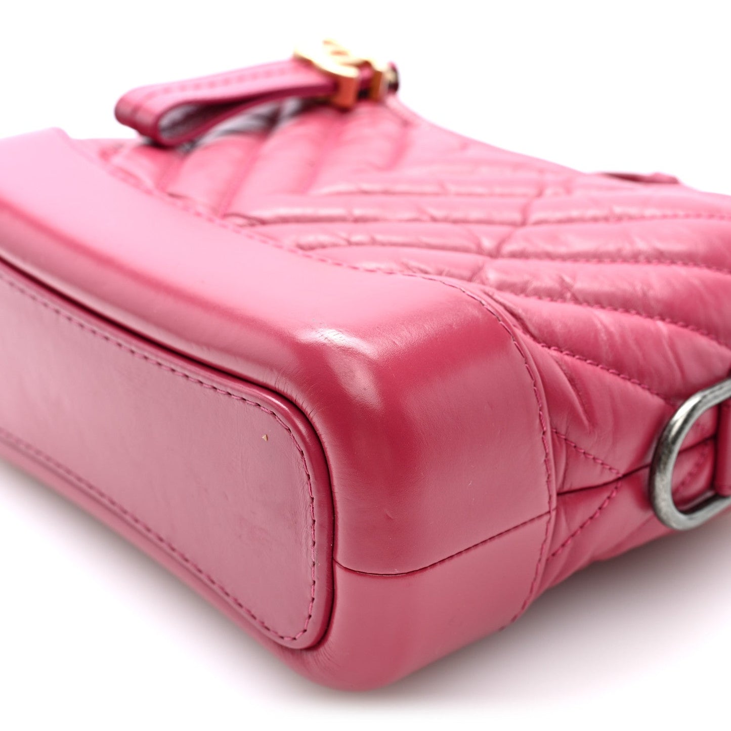 Aged Calfskin Chevron Quilted Small Gabrielle Hobo Dark Pink