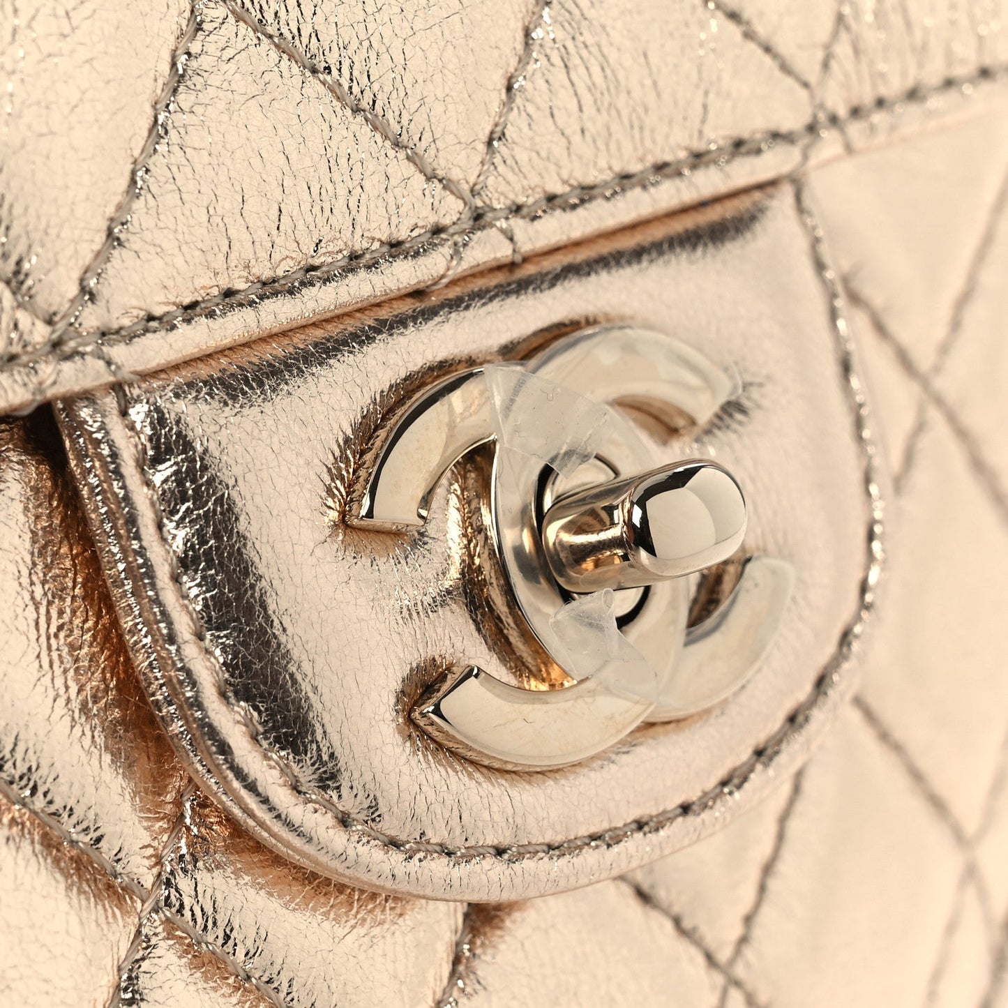 Metallic Lambskin Quilted CC In Love Heart Bag Gold
