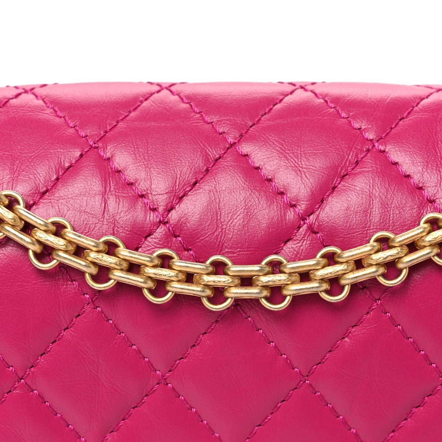 Aged Calfskin Quilted 2.55 Reissue Mini Flap Fuchsia