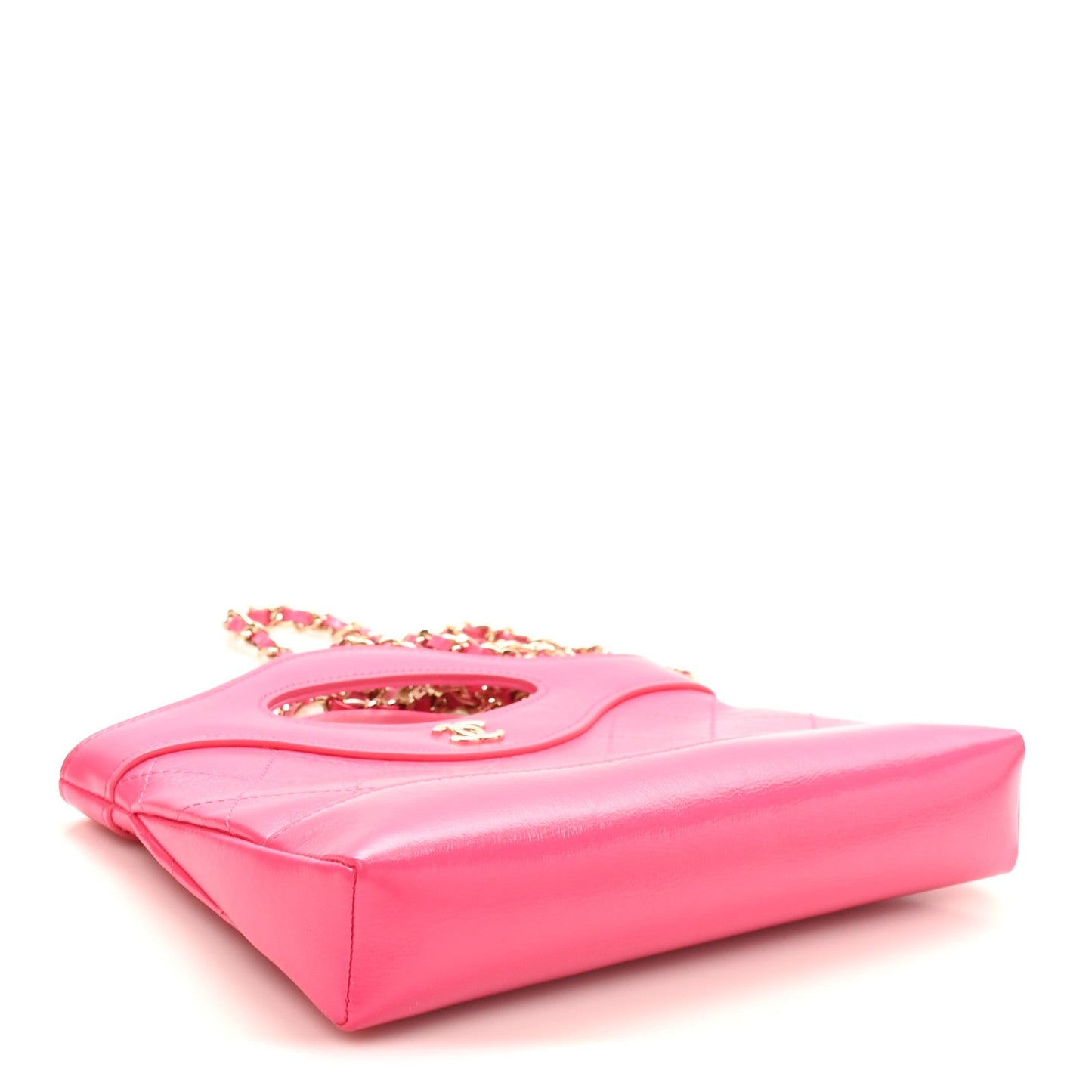 Shiny Crumpled Calfskin Quilted Nano 31 Shopping Bag Pink