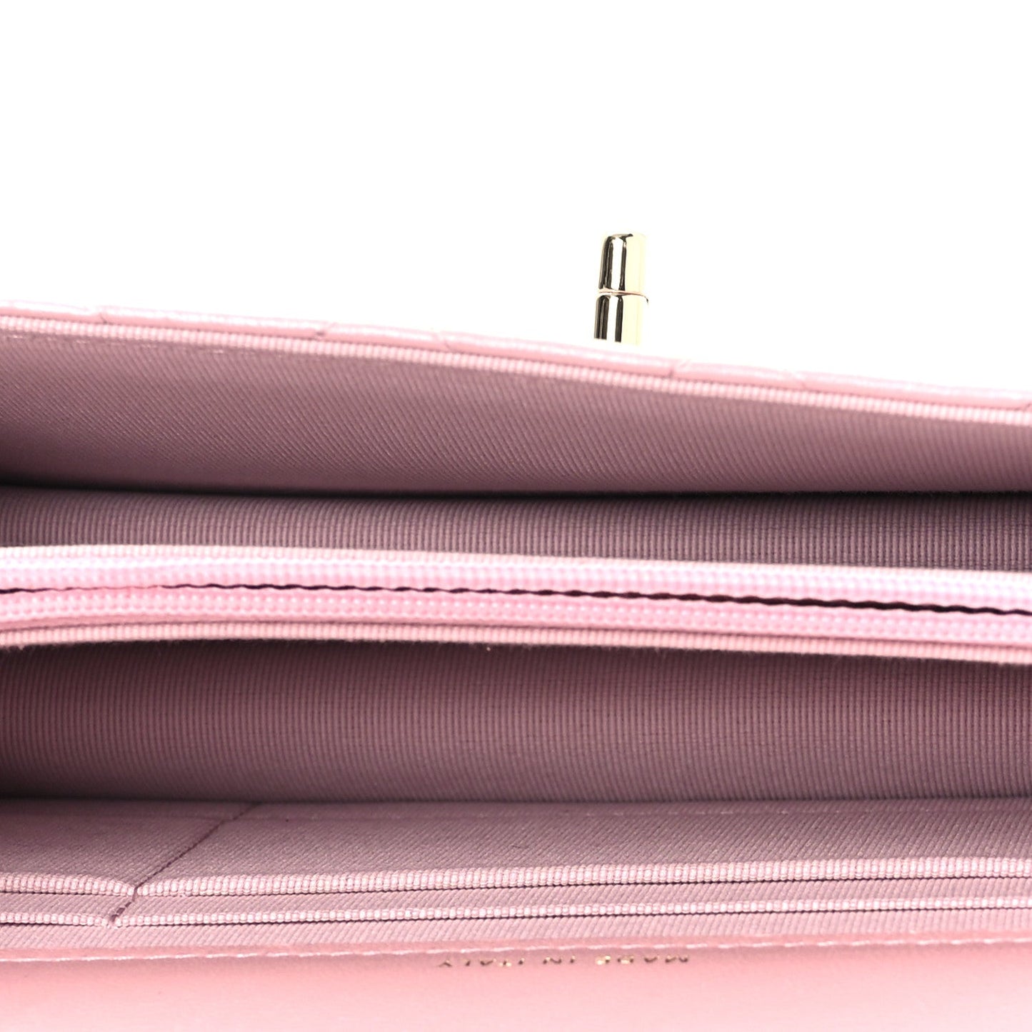 Pearly Lambskin Quilted Charms Wallet On Chain WOC Light Pink