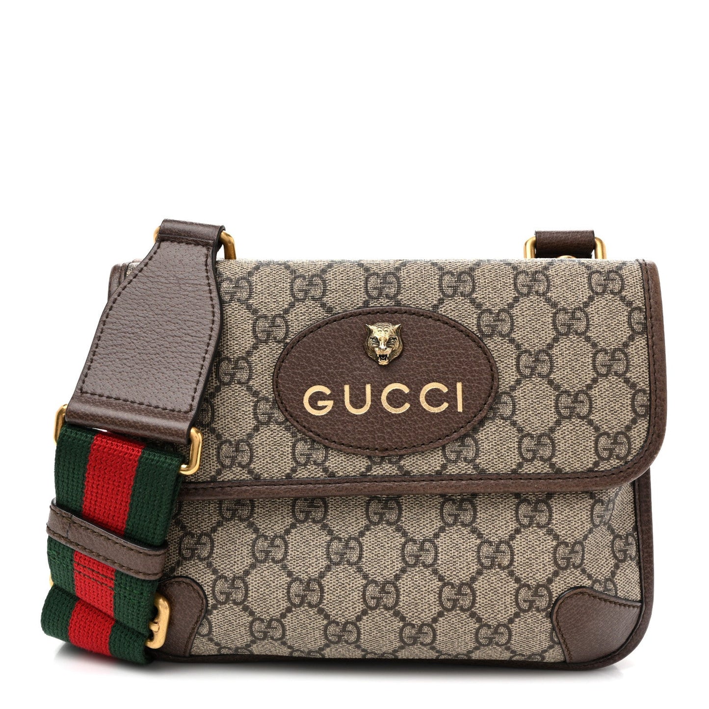 GG Supreme Monogram Web Small Neo Vintage Double Flap Messenger Bag  Beige New Acero