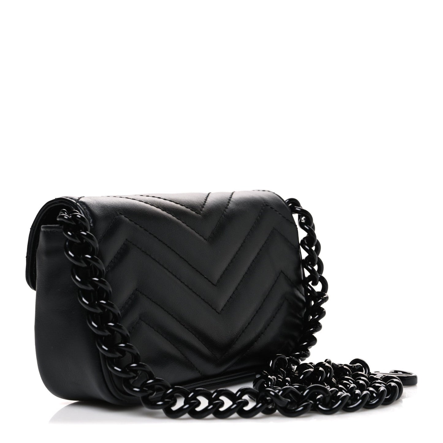 Calfskin Matelasse Monochrome GG Marmont Chain Belt Bag Black