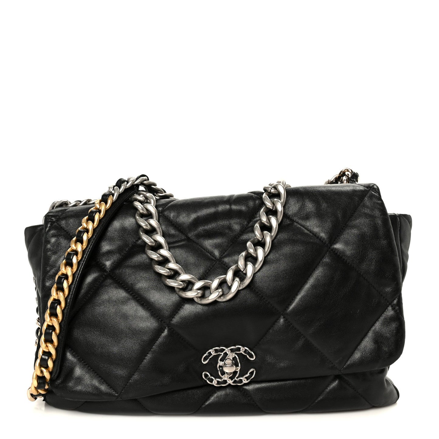 Lambskin Quilted Maxi Chanel 19 Flap Black