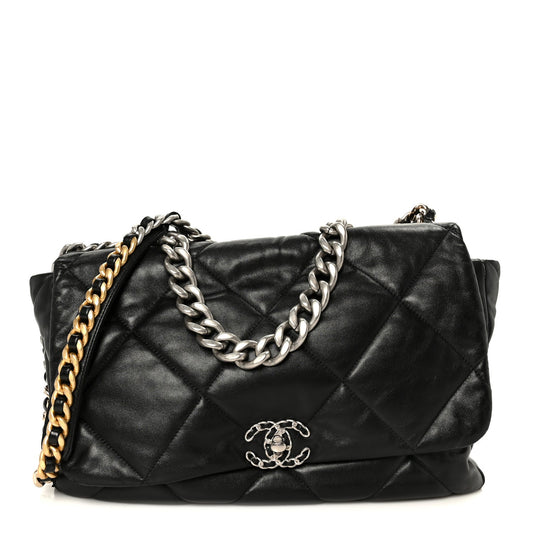 Lambskin Quilted Maxi Chanel 19 Flap Black