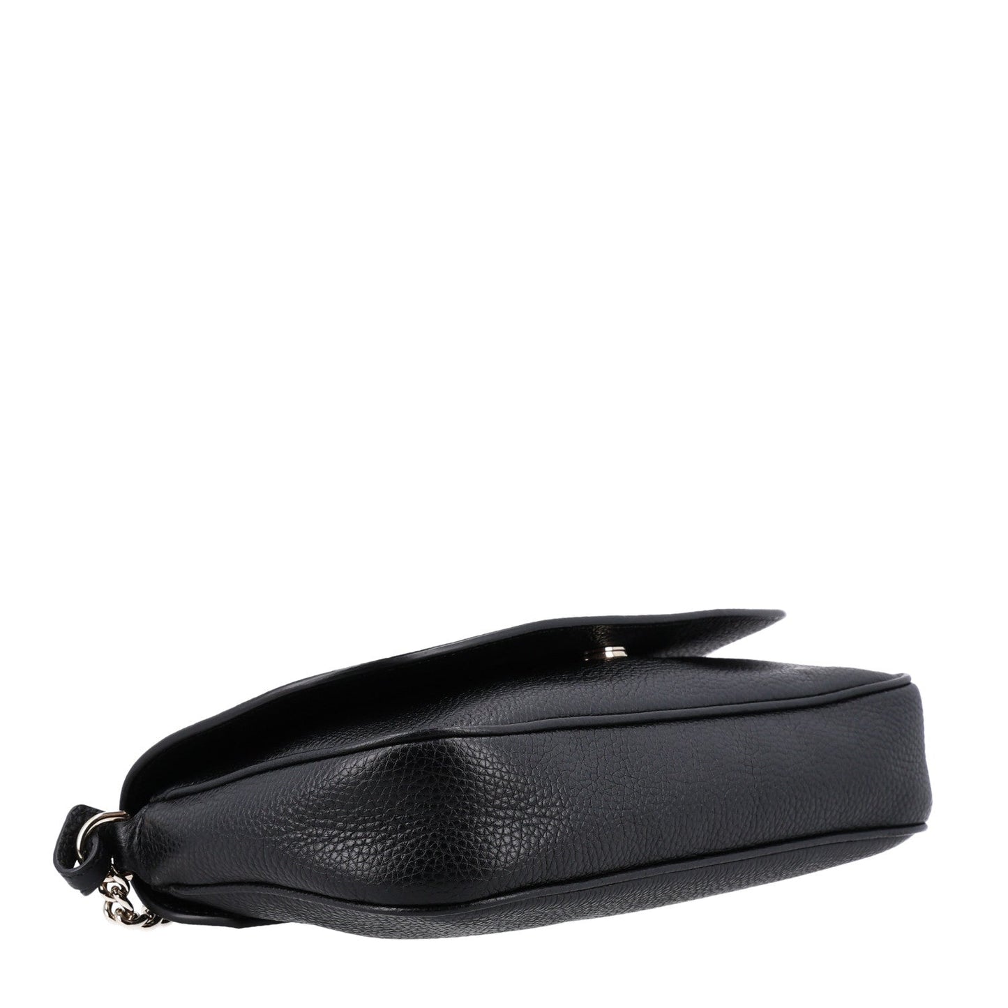 Pebbled Calfskin Medium Soho Flap Crossbody Black