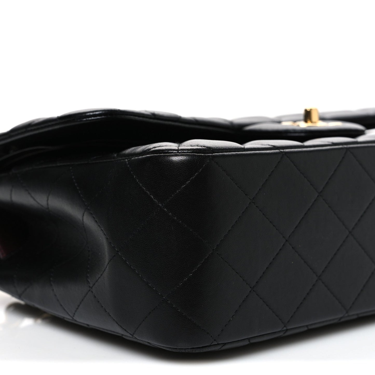 Lambskin Quilted Jumbo Double Flap Black