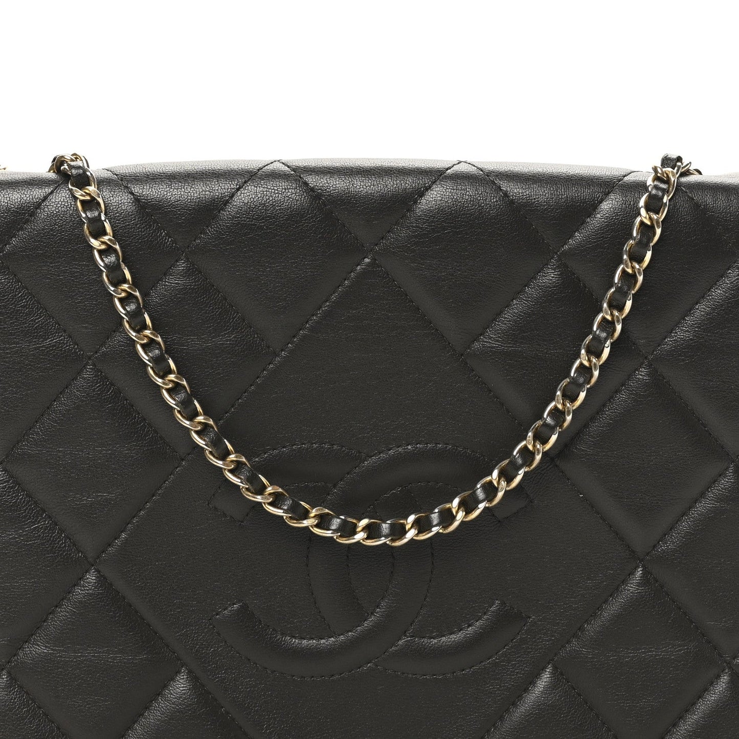Lambskin Quilted Large Diamond CC Flap Black