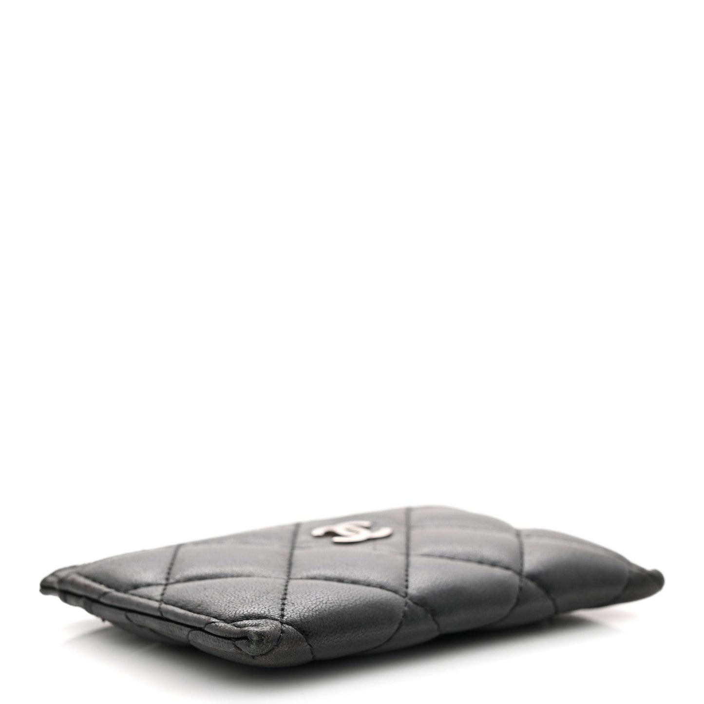Lambskin Quilted Card Holder Black