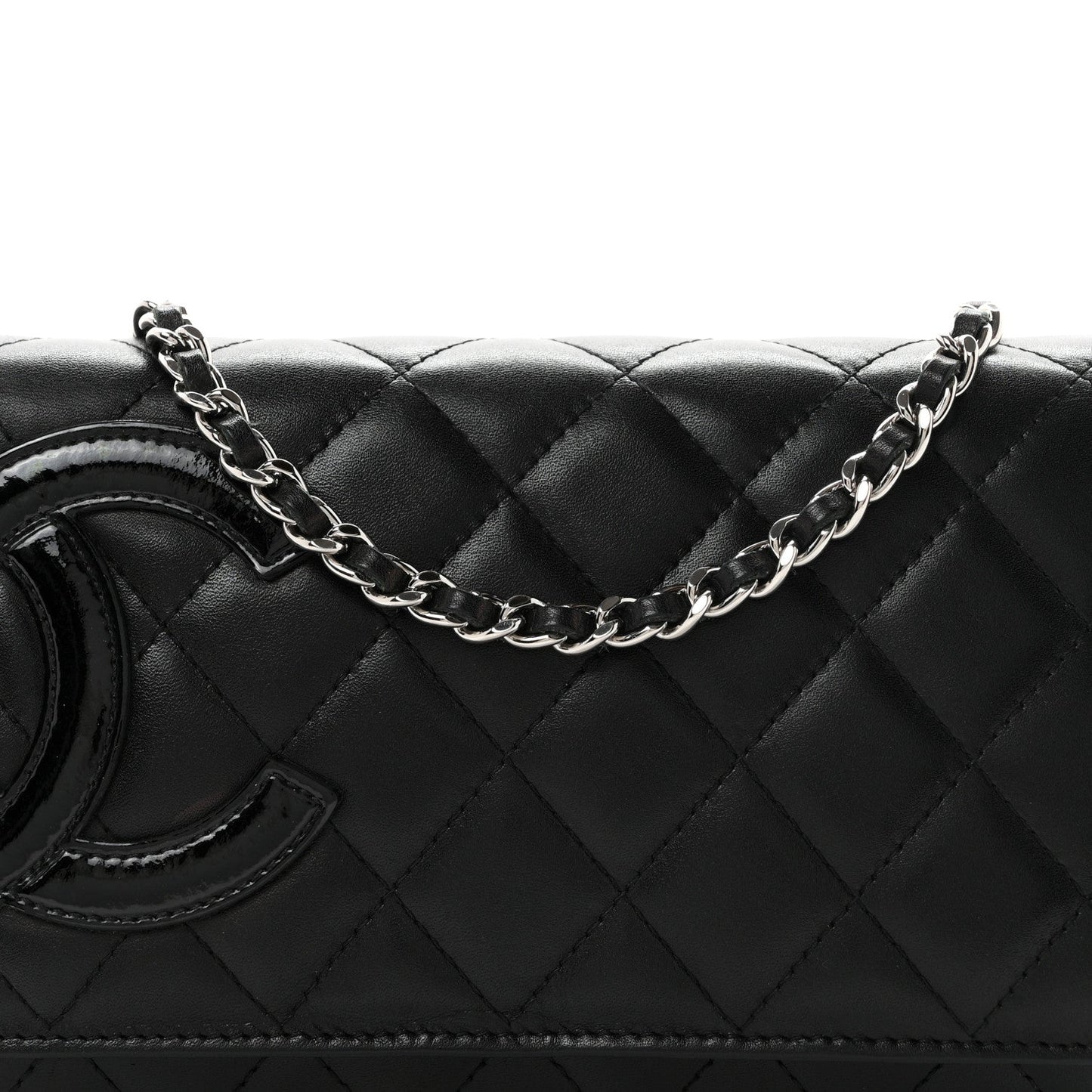 Calfskin Quilted Cambon Wallet on Chain WOC Black