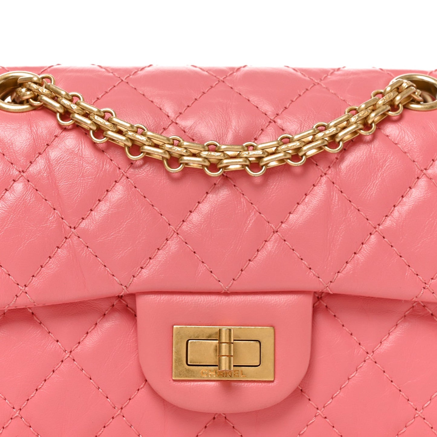 Aged Calfskin Quilted 2.55 Reissue Mini Flap Coral