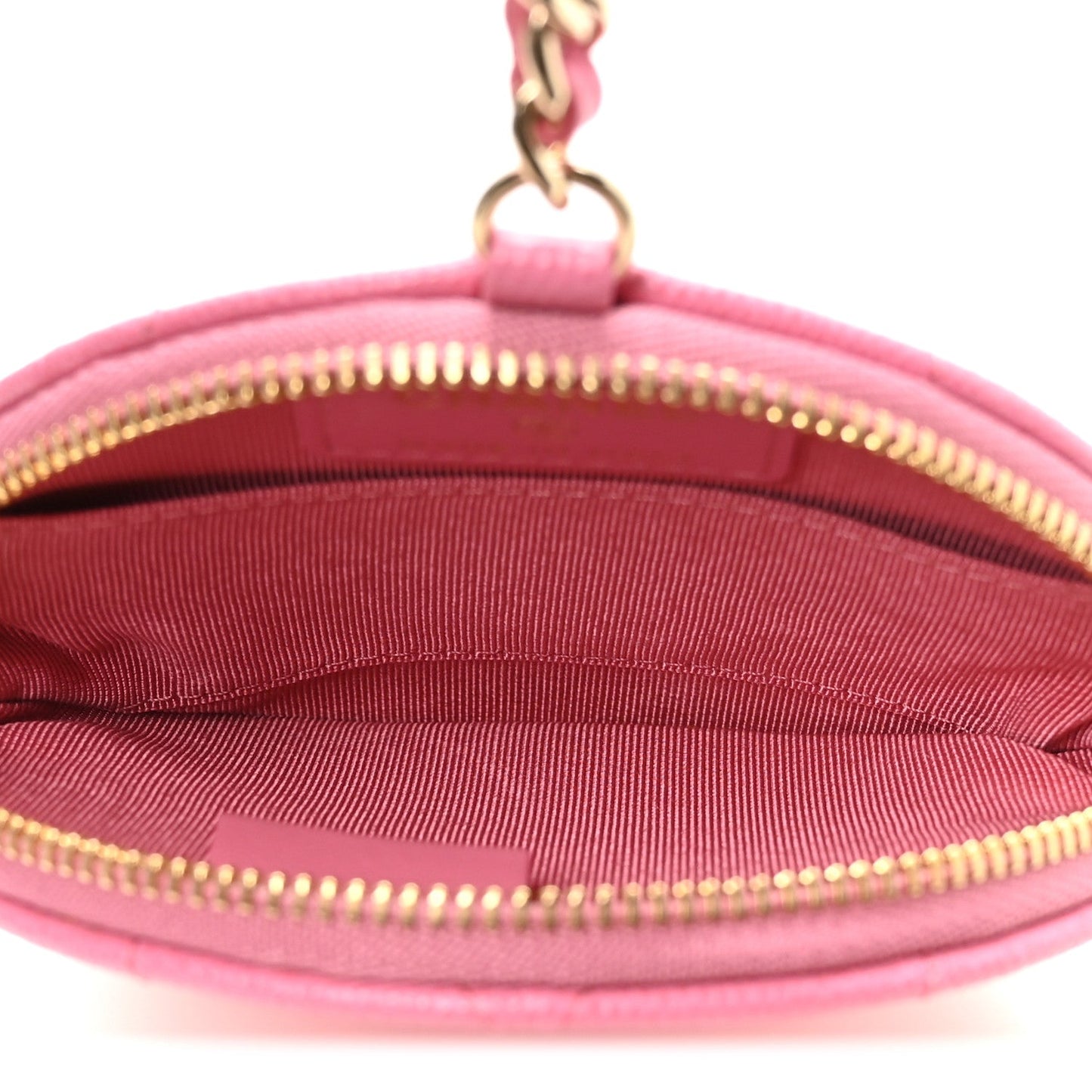 Caviar Quilted Round Clip On Coin Purse Pink