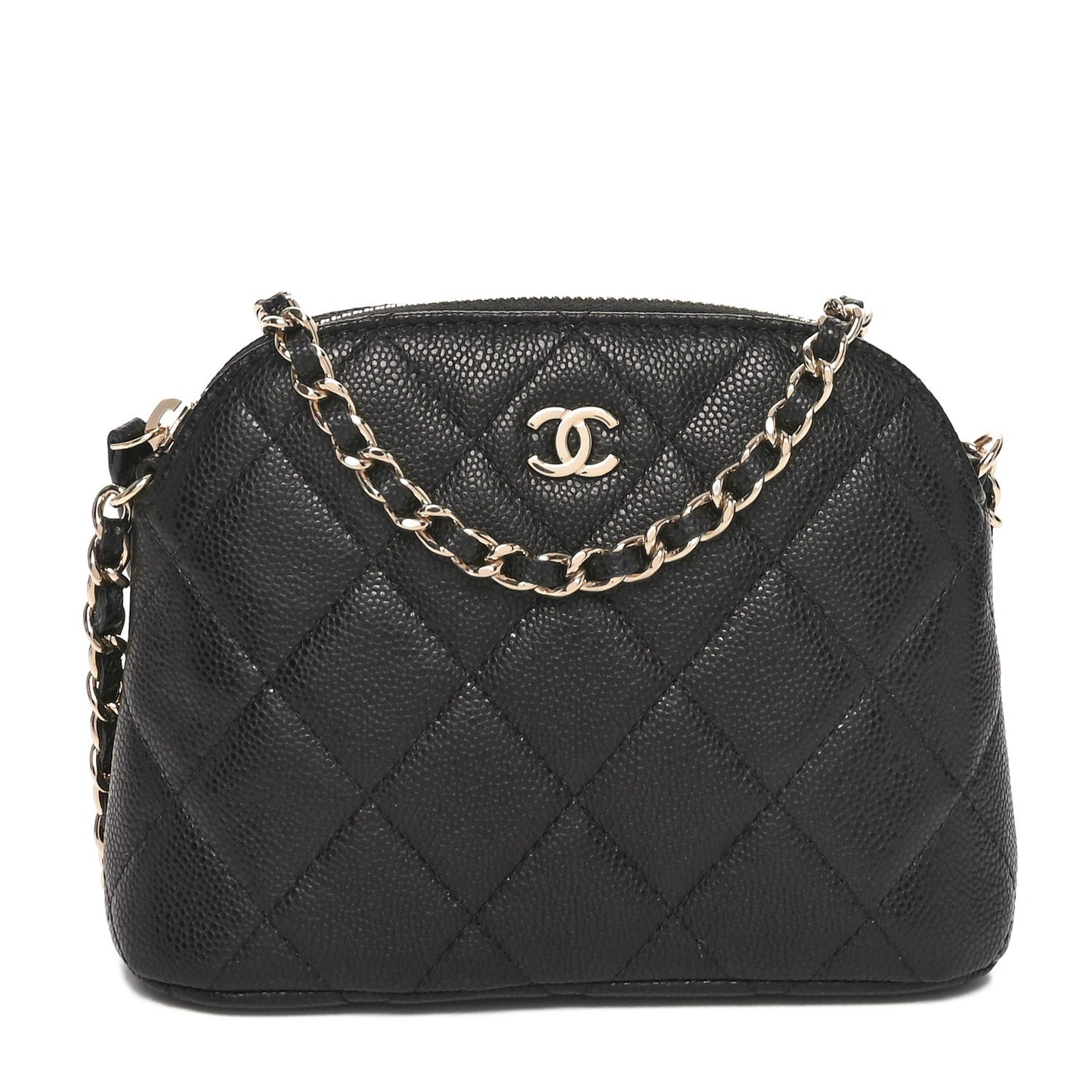 Caviar Quilted Mini Classic Clutch With Chain Black