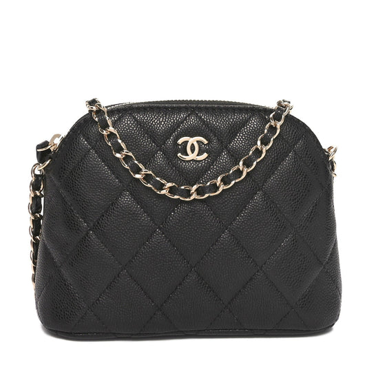 Caviar Quilted Mini Classic Clutch With Chain Black