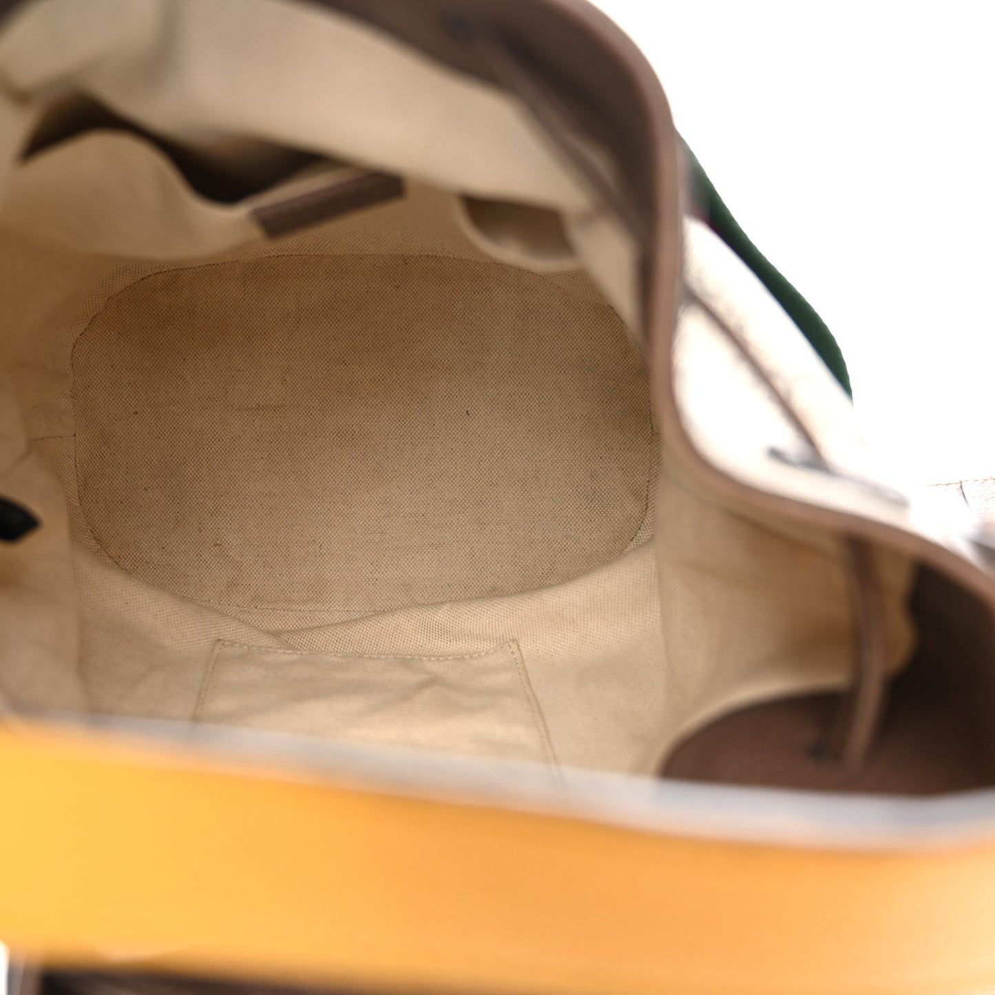 GG Supreme Monogram Neo Vintage Drawstring Bucket Backpack Beige New Acero Crop