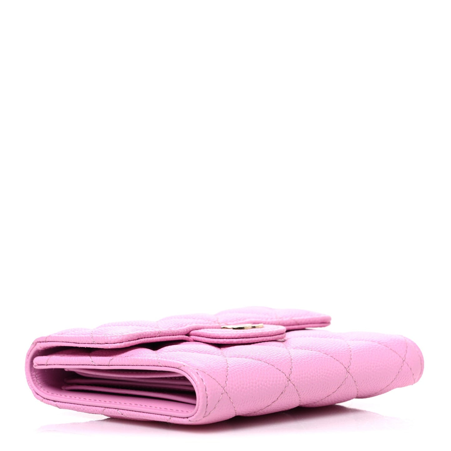 Caviar Quilted Compact Flap Wallet Light Pink Light Pink