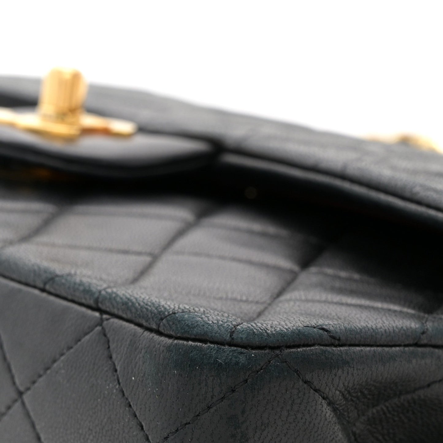 Lambskin Quilted Medium Double Flap Black