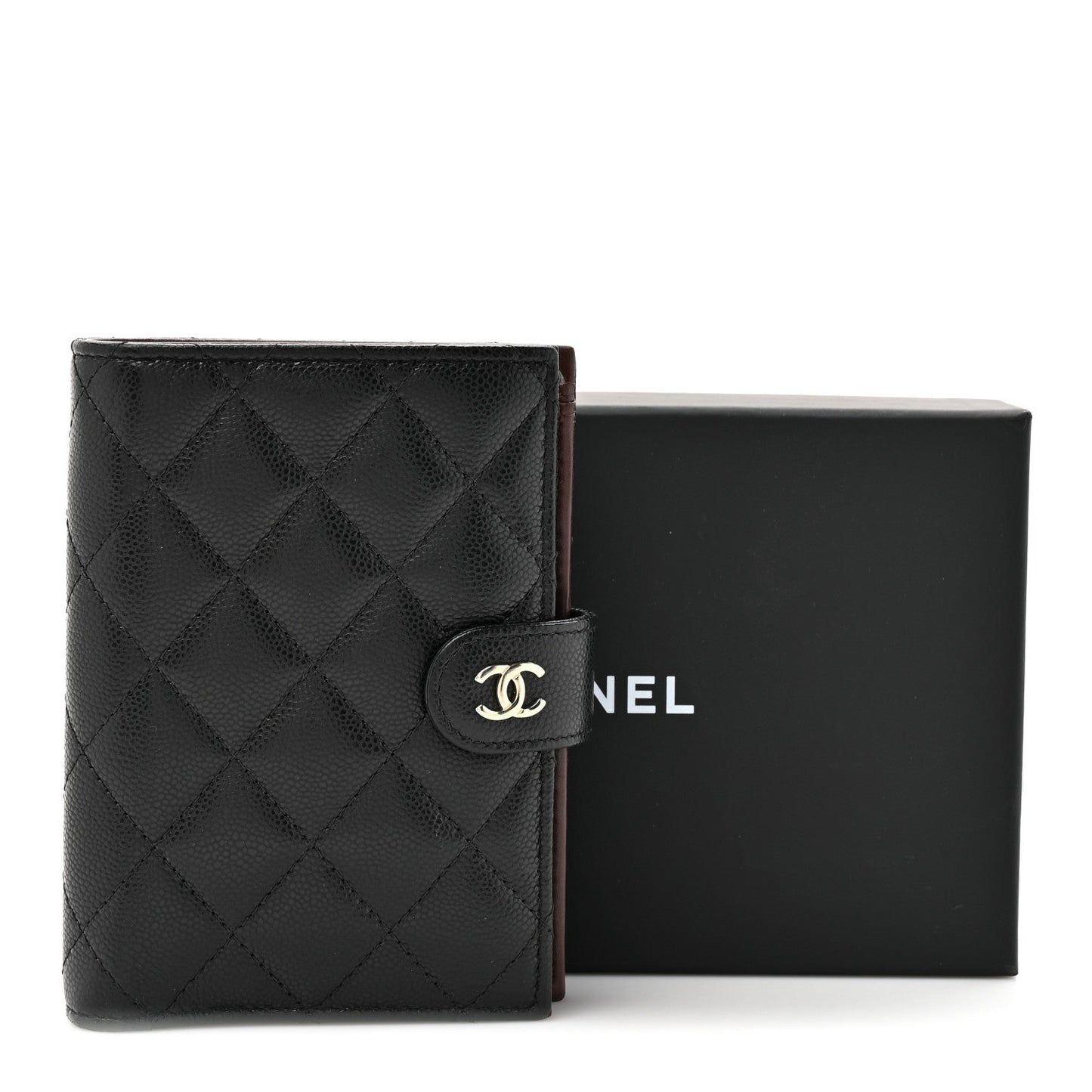 Caviar Quilted Passport Holder Black