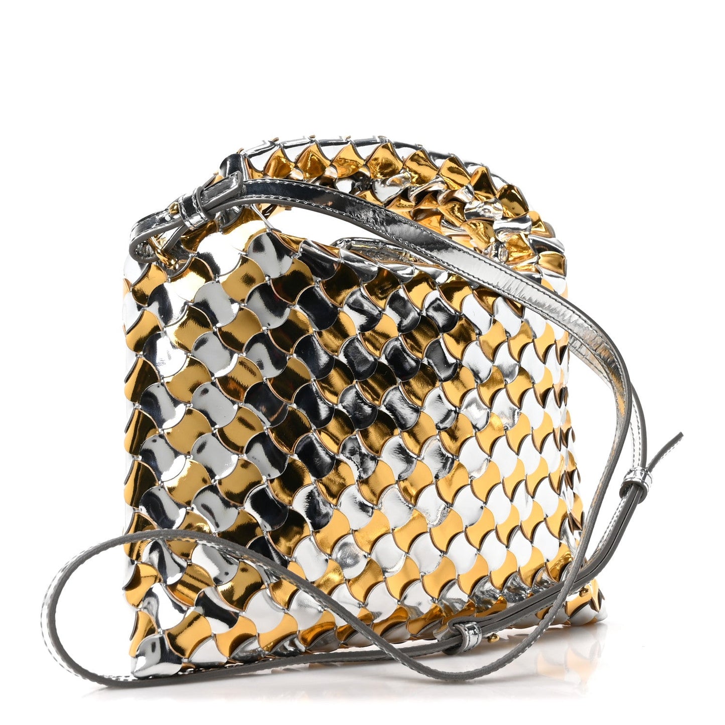 Metallic Lambskin Intrecciato Mini Hop Silver Gold