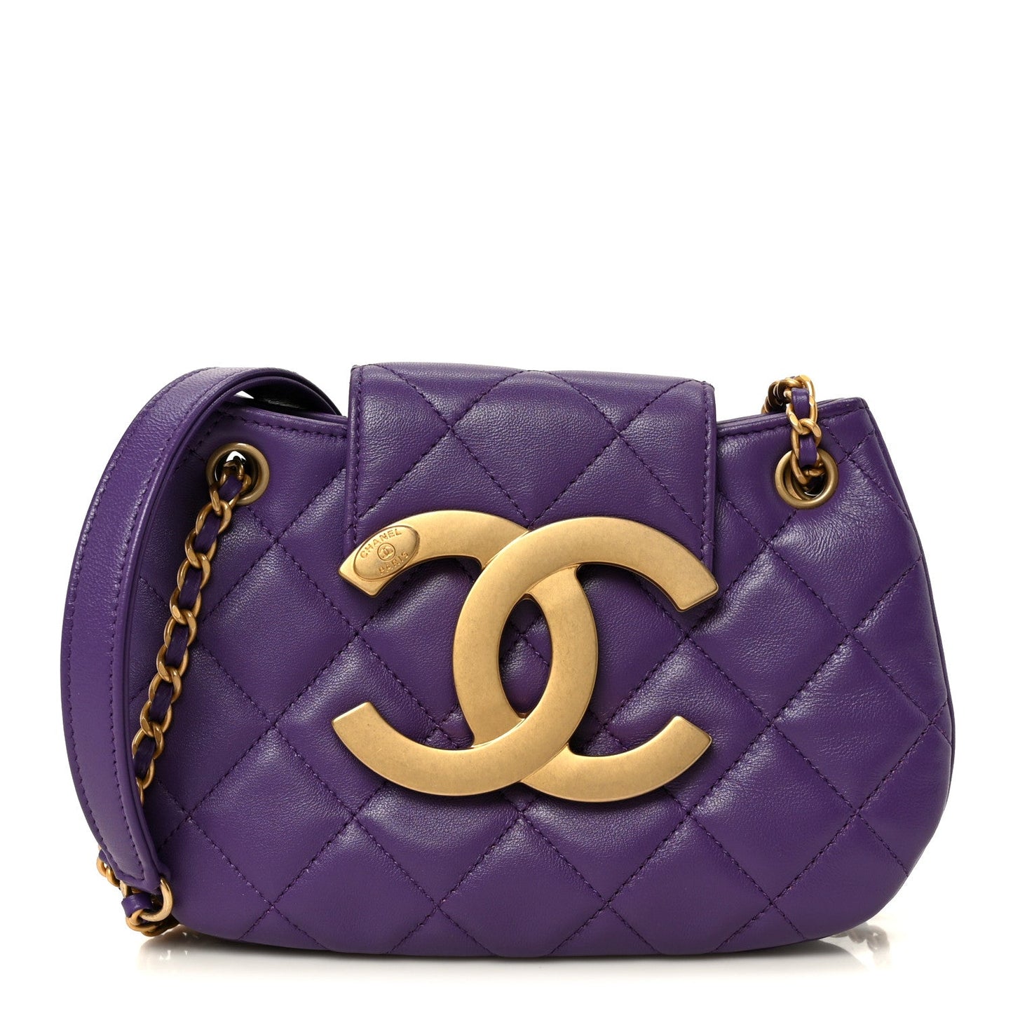 Lambskin Quilted Small Messenger Bag Purple