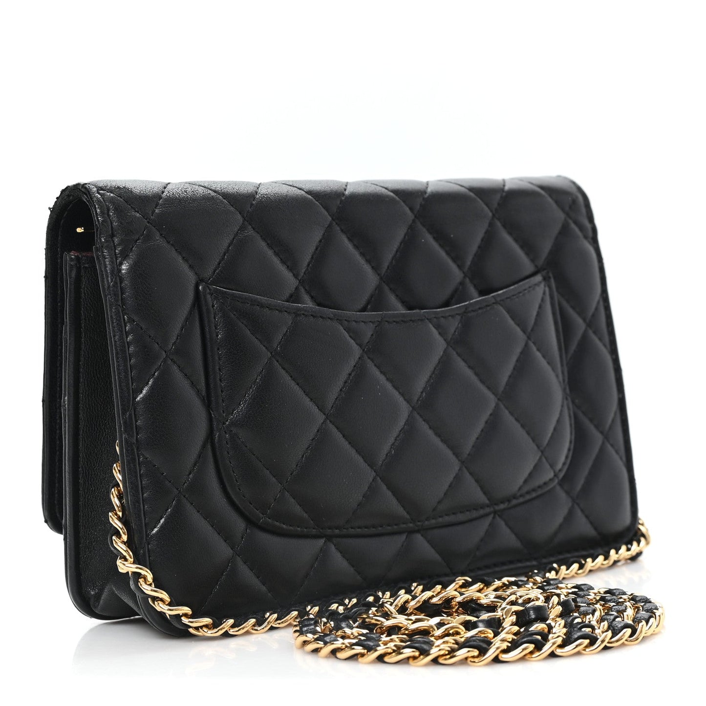Lambskin Quilted Wallet On Chain WOC Black