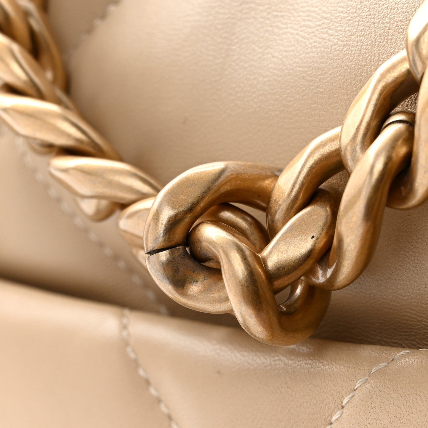Lambskin Quilted Medium Chanel 19 Flap Beige
